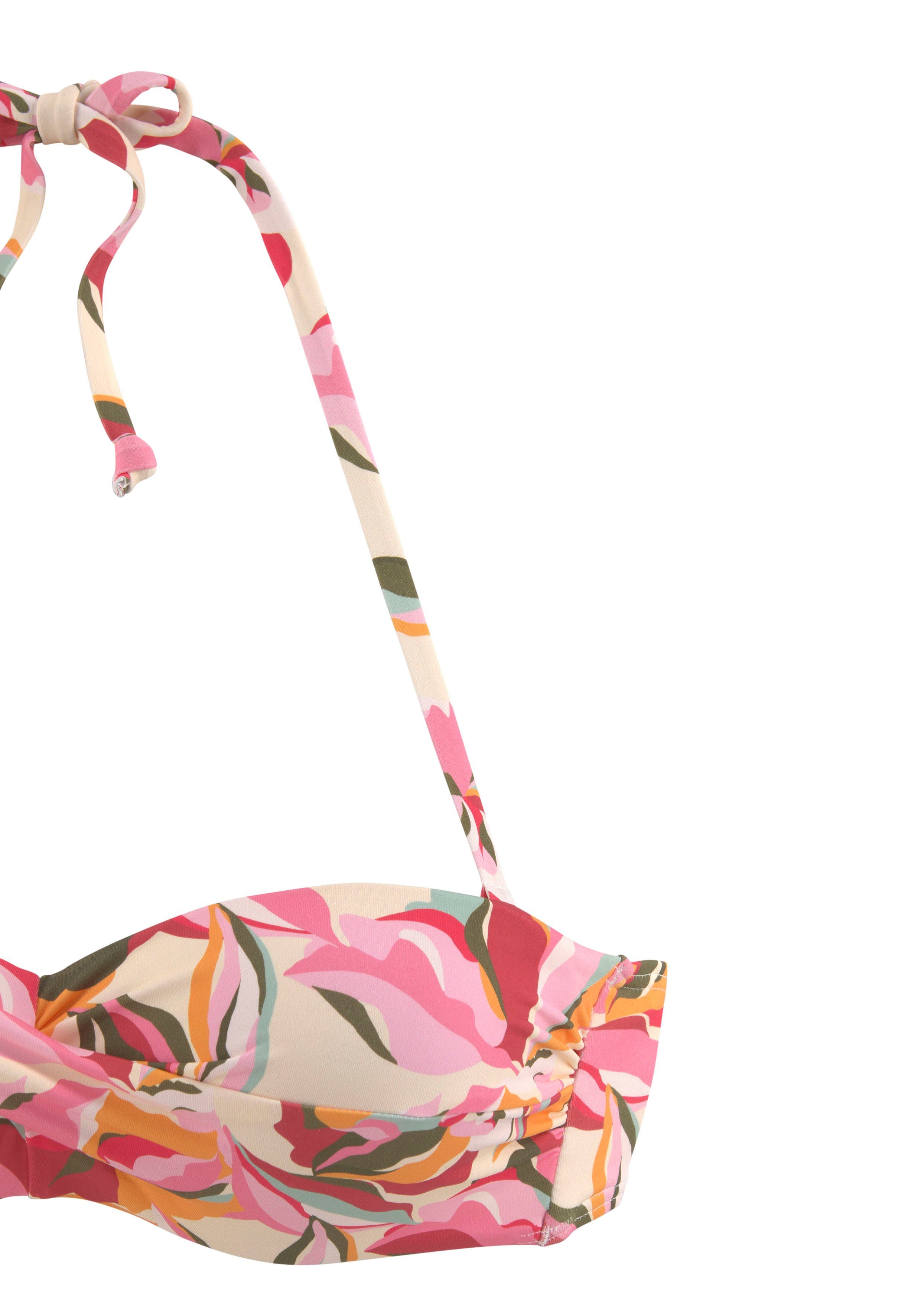 s.Oliver RED LABEL Beachwear Beugelbikinitop in bandeaumodel Bauhinia met gebloemd design