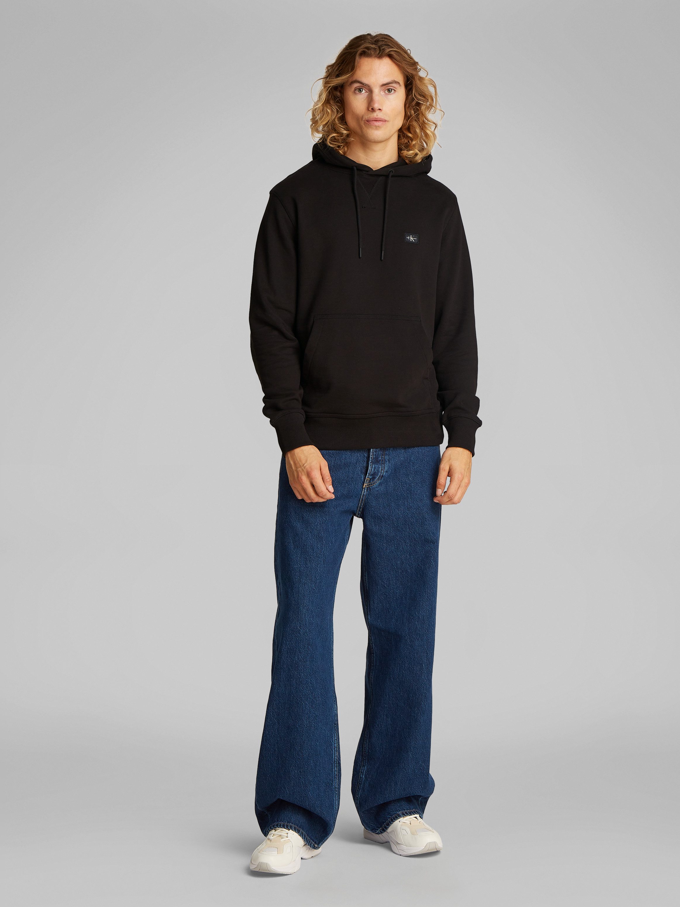 Calvin Klein Sweatshirt WOVEN LABEL HOODIE Kangoeroezak logoborduring