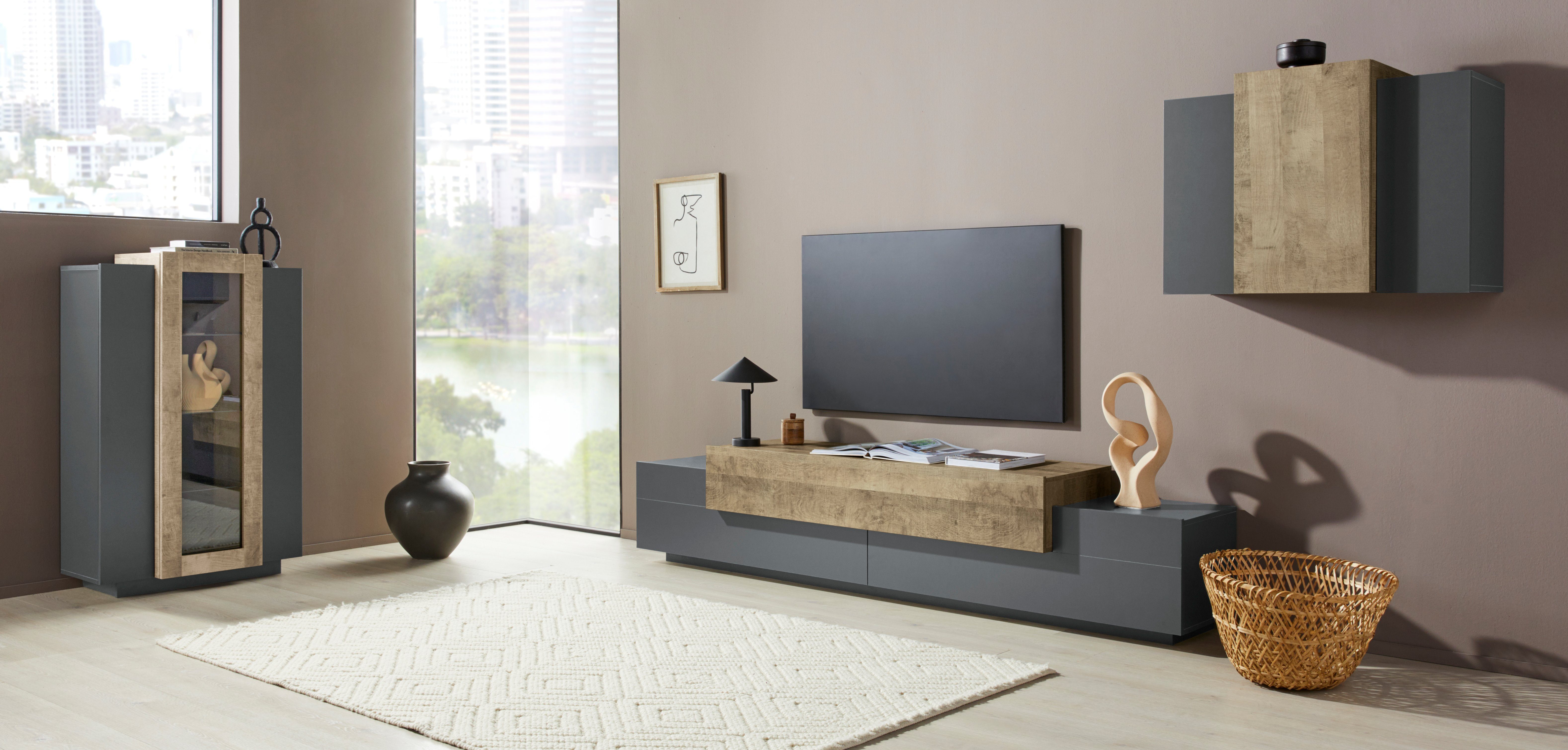 INOSIGN Tv-meubel Coro, lowboard, TV-commode, TV-meubelen, TV-bank met 3 kleppen waarvan 2 met push-to-open functie, breedte 200 cm