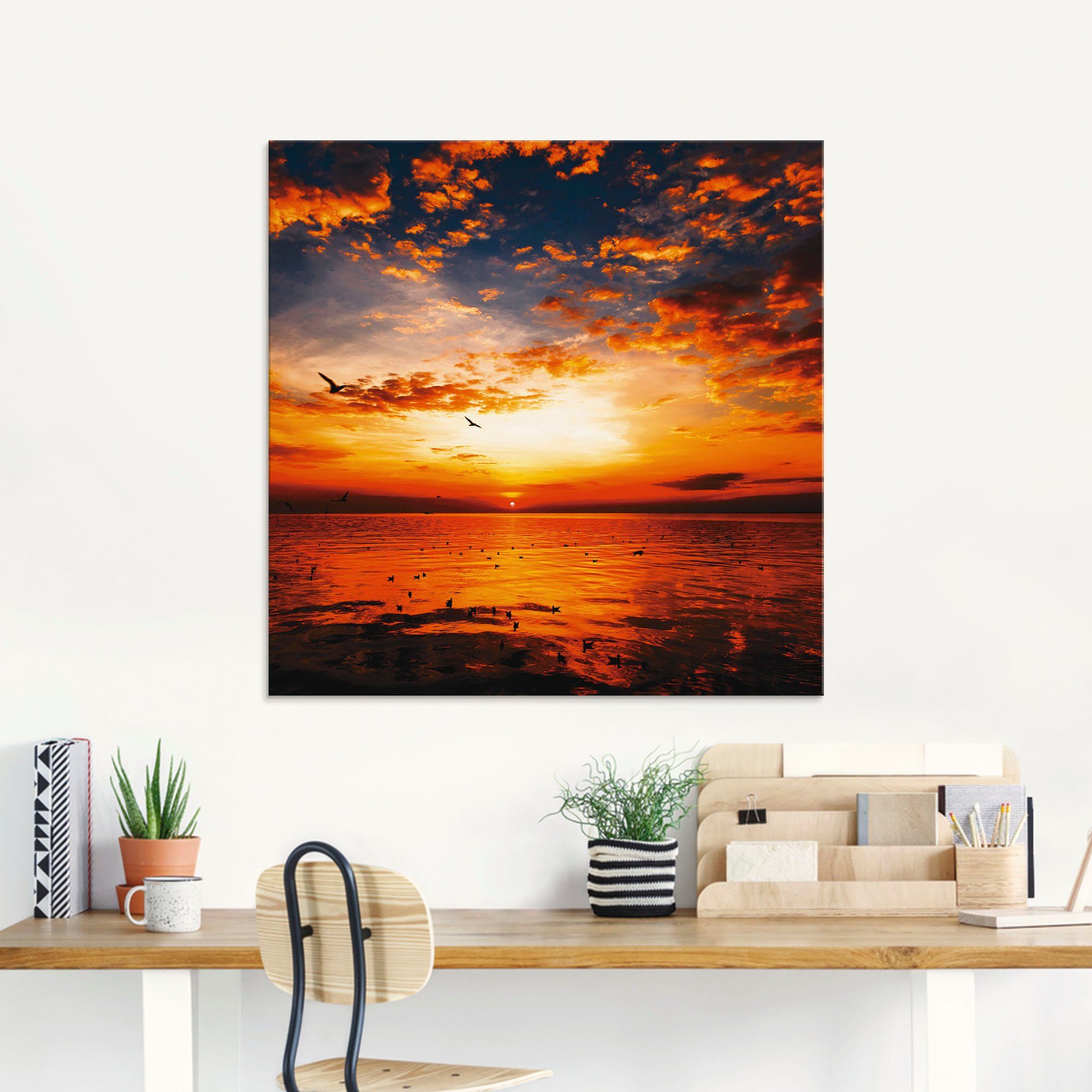 Artland Print op glas Zonsondergang aan het strand