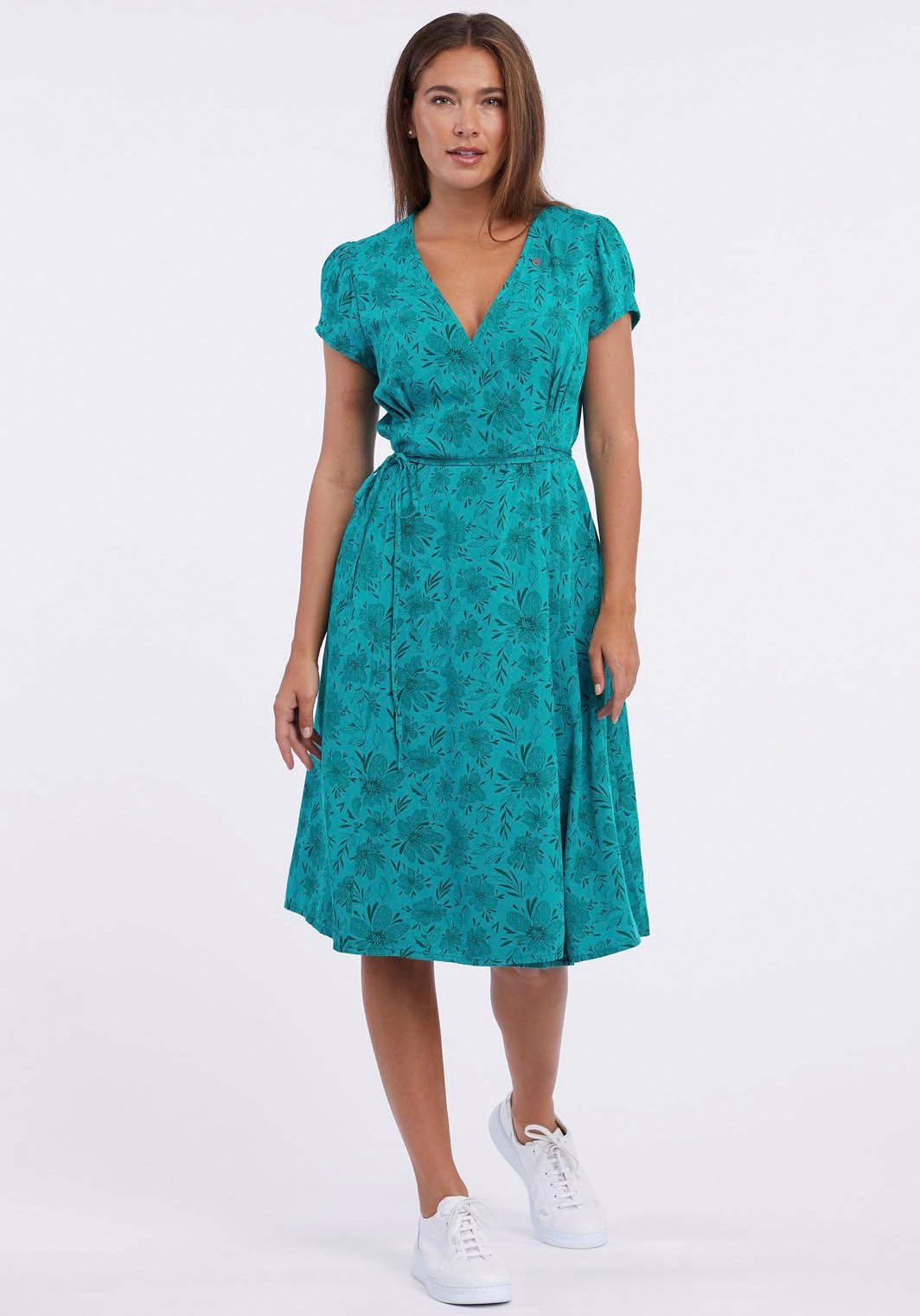 Ragwear Zomerjurk LOWENNA Uitsnede met wikkelingseffect en taillebindband
