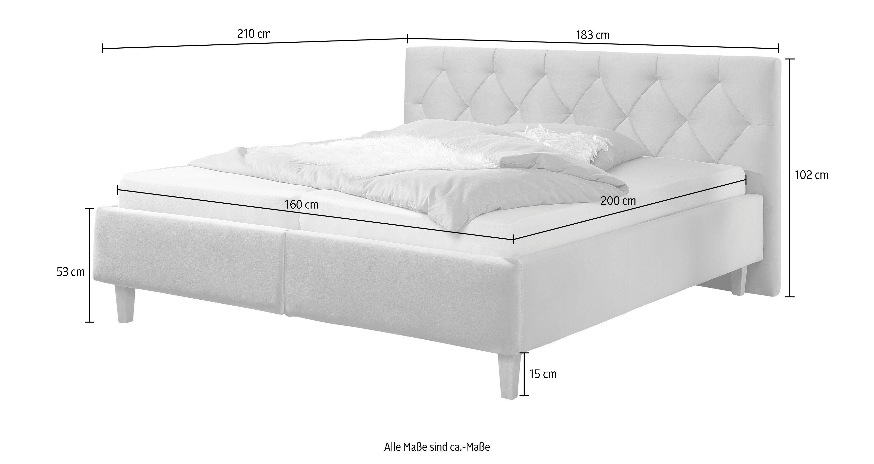 Guido Maria Kretschmer Home&Living Gestoffeerd bed Sunley 100 Kruisstiksel, hoofdbordhoogte 102 cm, zonder of met matras/lattenbodem