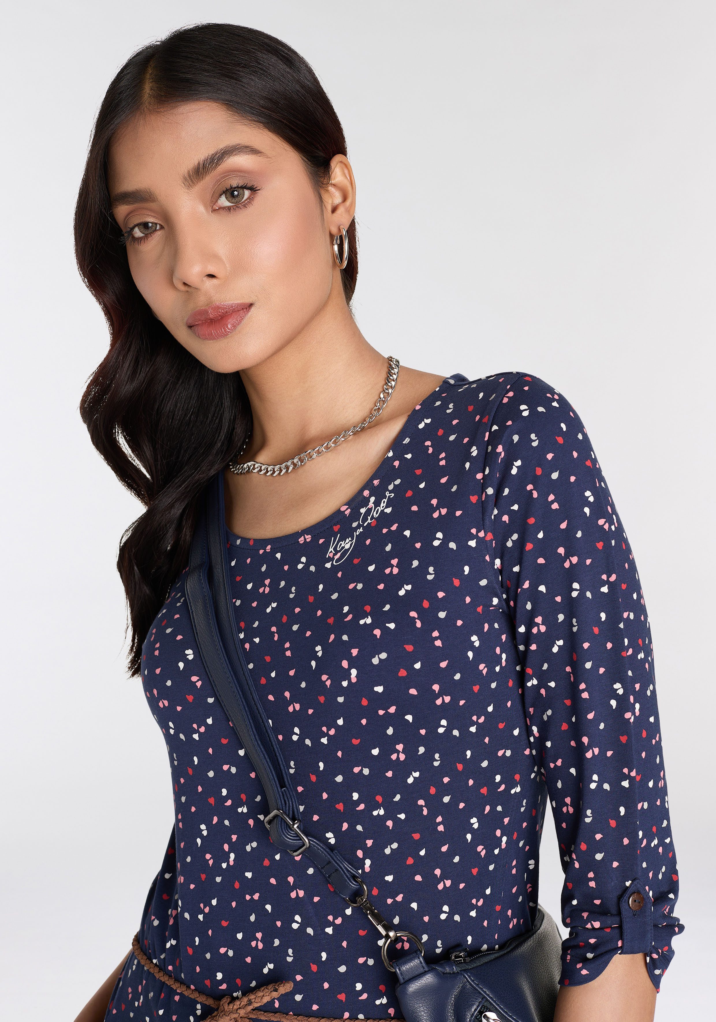 KangaROOS Jerseyjurk Mini-lengte 3 4-mouwen van zachte katoen (set Met een afneembare riem)