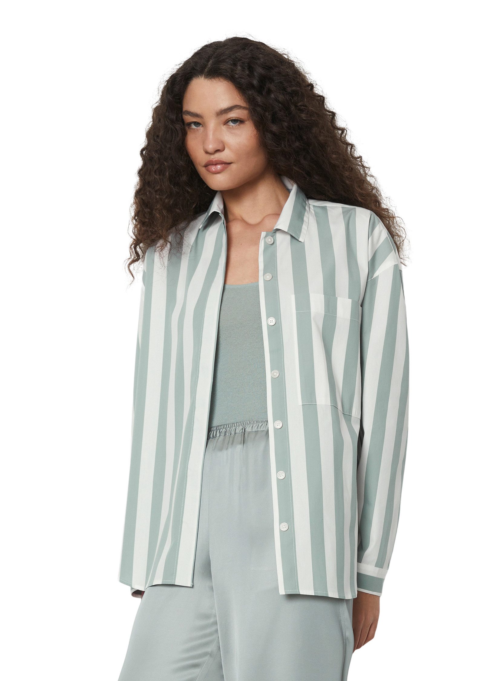 Marc O'Polo Blouse met lange mouwen met verborgen knoopsluiting, modetrend voor de lente dames blouses maat 44 wit