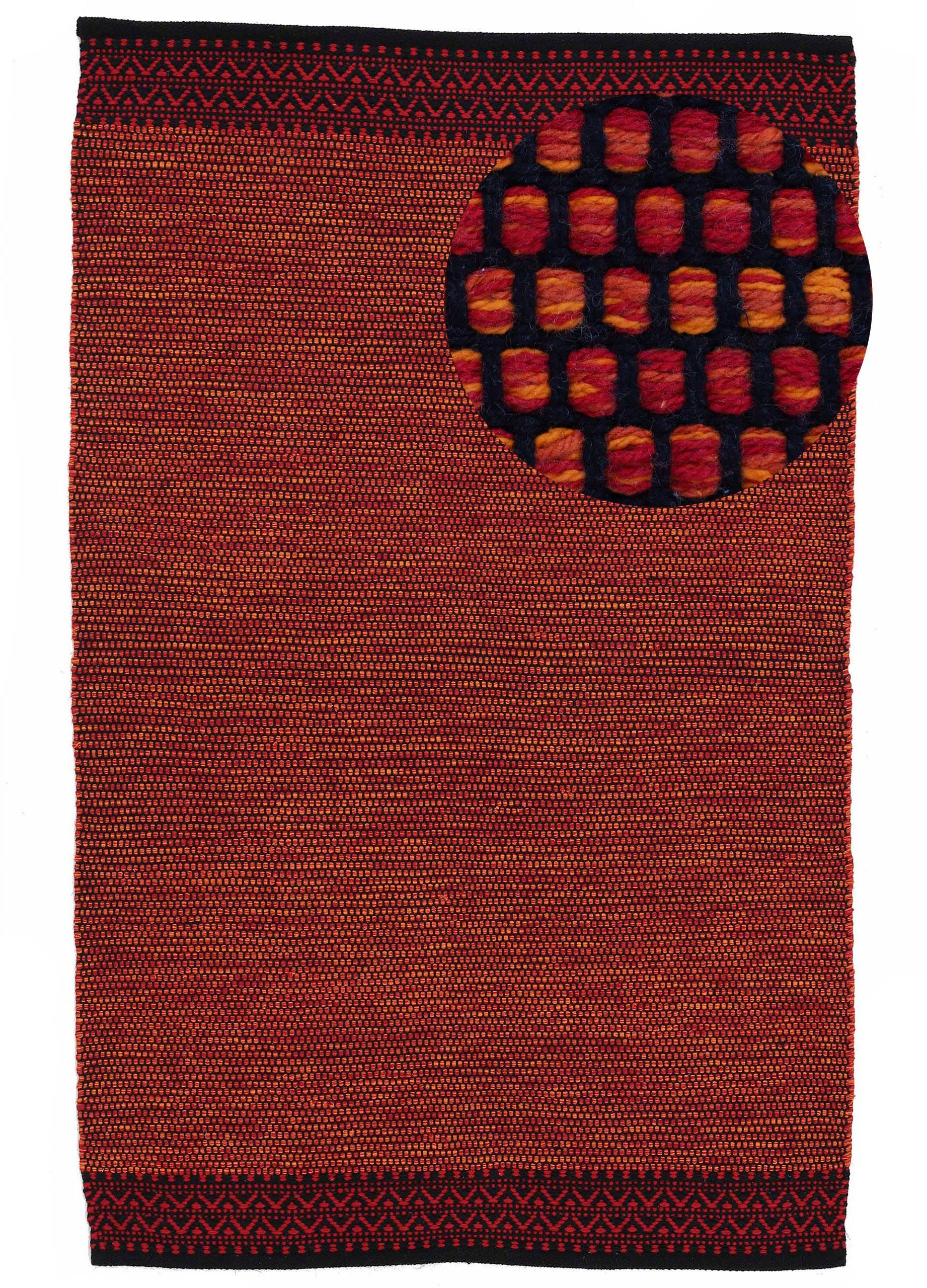 carpetfine vloerkleed kelim mia katoenen tweezijdig te gebruiken kleed, woonkamer rood