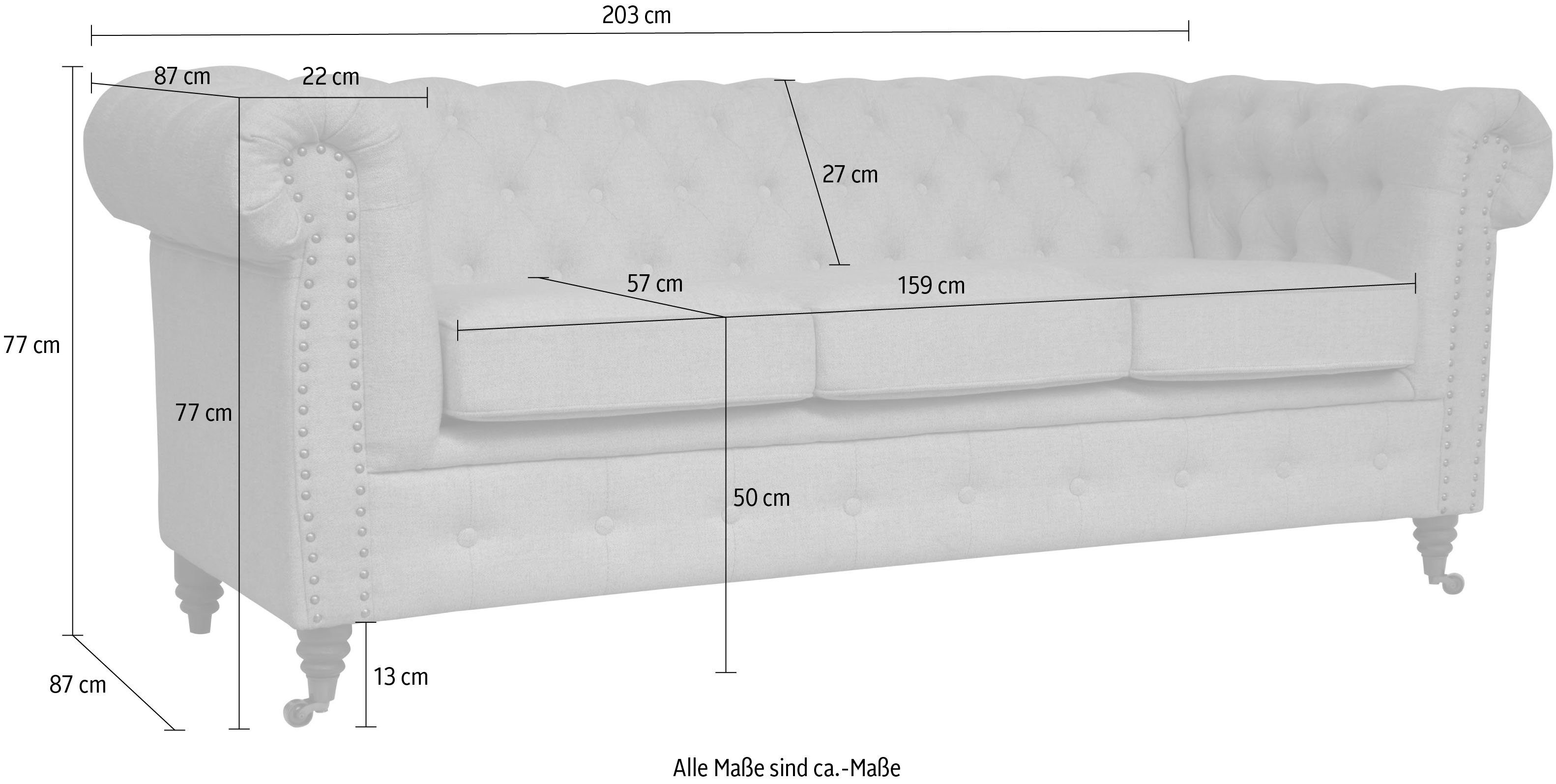 Home affaire Chesterfield-bank Aarburg luxueuze capitonnage en siernagels in chesterfield-design