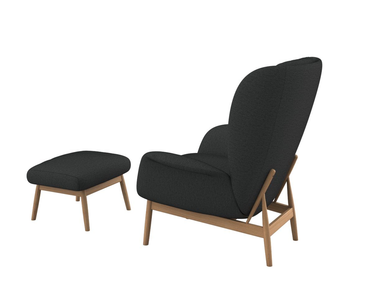 FLEXLUX Oorfauteuil Padova Stijl & comfort, organische vorm, geïntegreerde lendesteun, eikenhouten voet