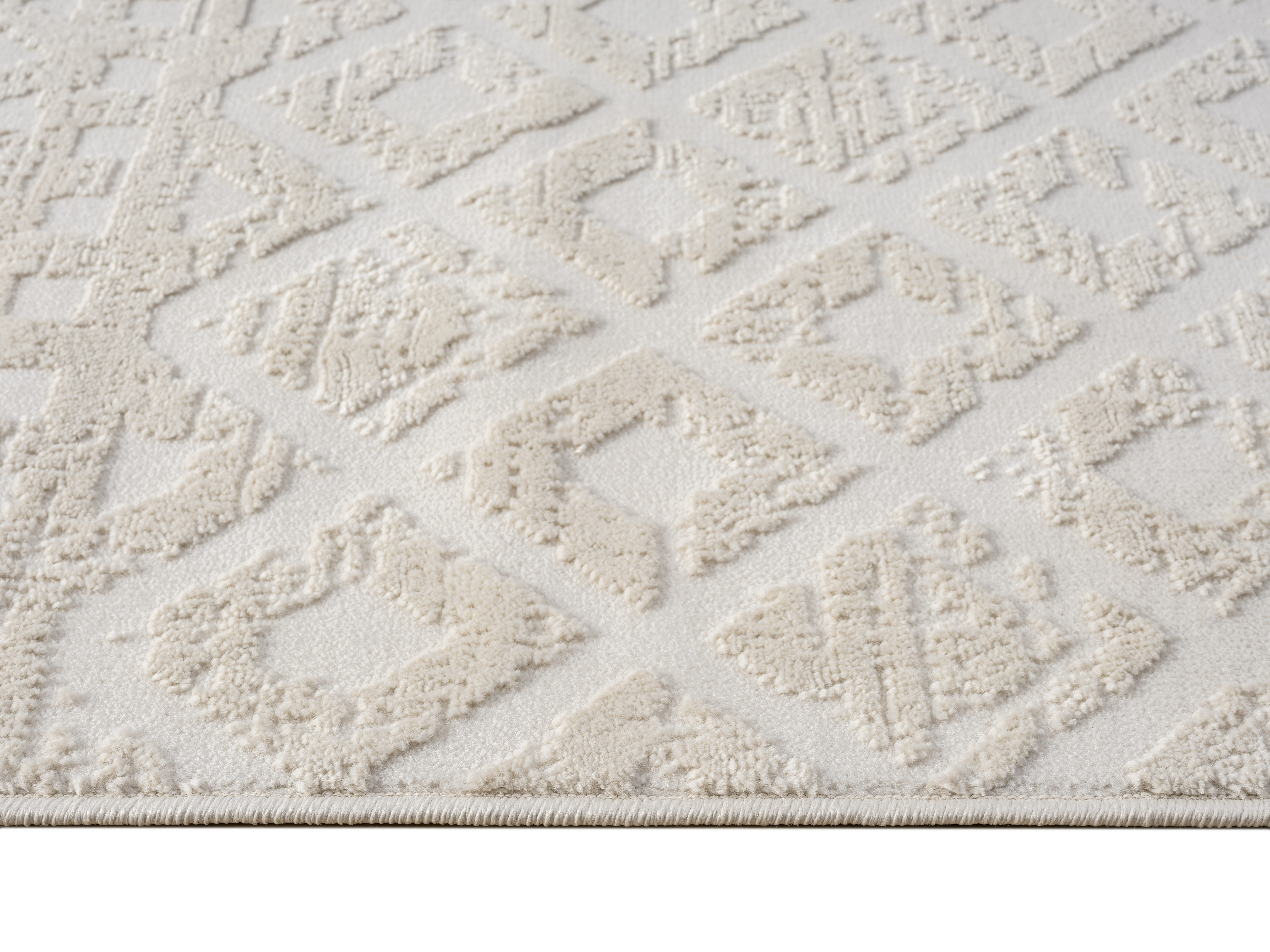 my home Vloerkleed Ribeyret met franjes, hoog-laag structuur, wol-look, boho-stijl, woonkamer