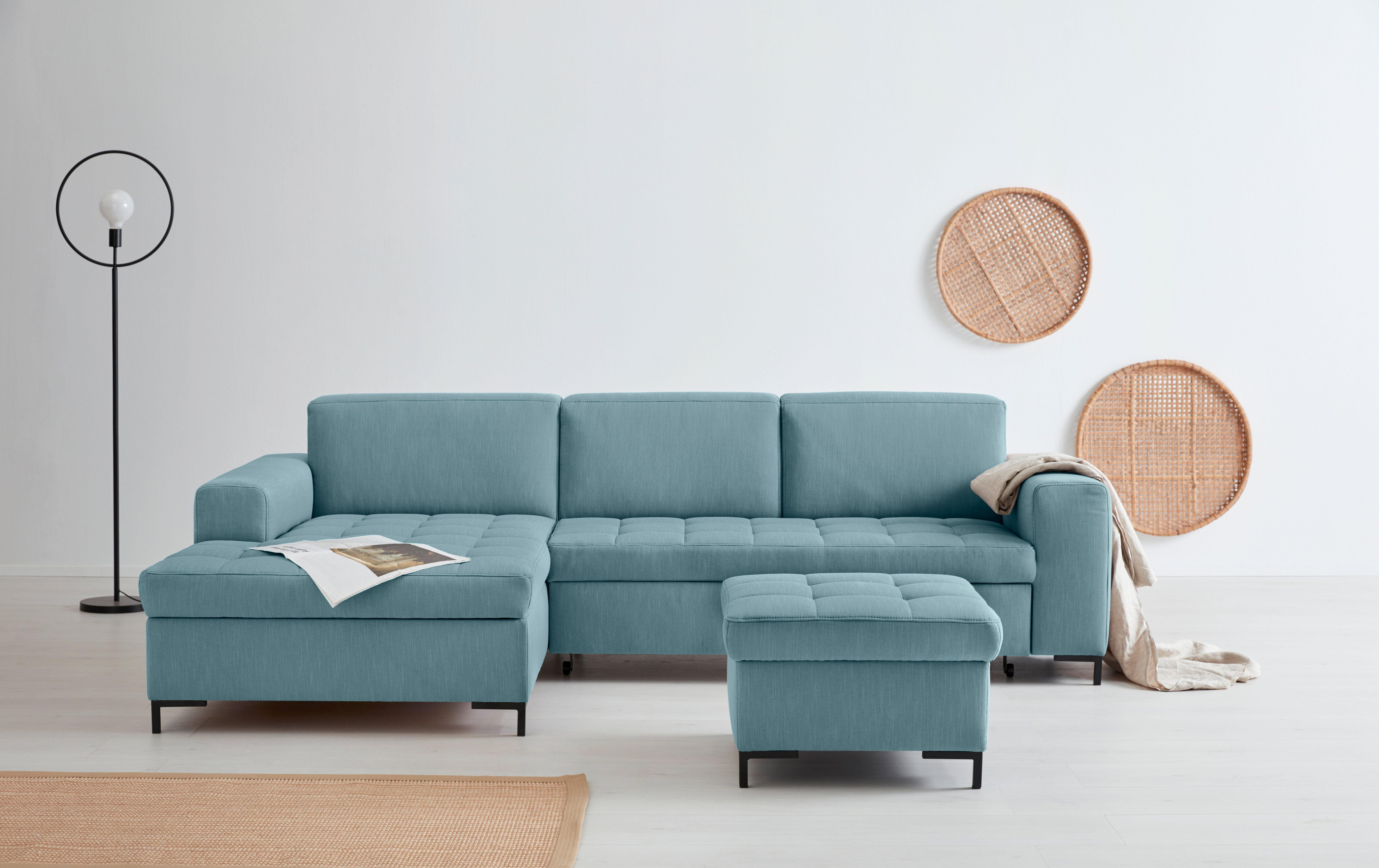OTTO products Hocker Grazzo hoogwaardige stoffen van gerecycled materiaal, stiksels op de zitting