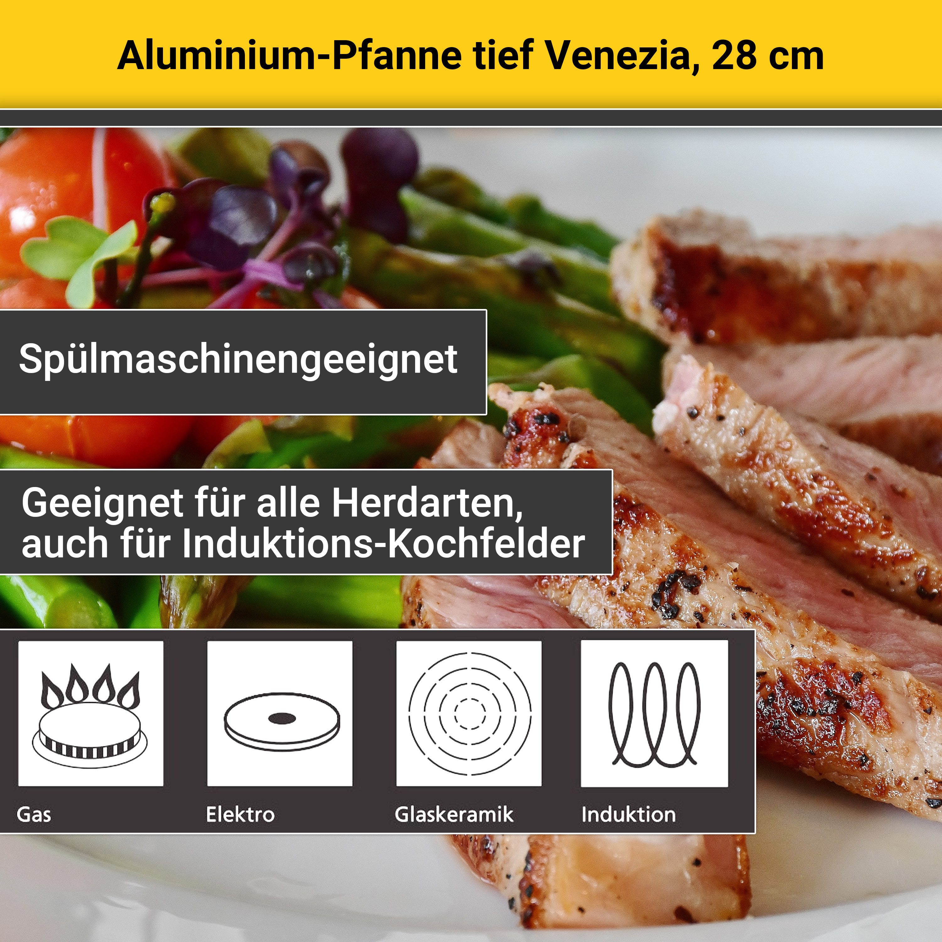 Krüger Koekenpan Aluminium pan diep Venezia, 28 cm (1-delig)