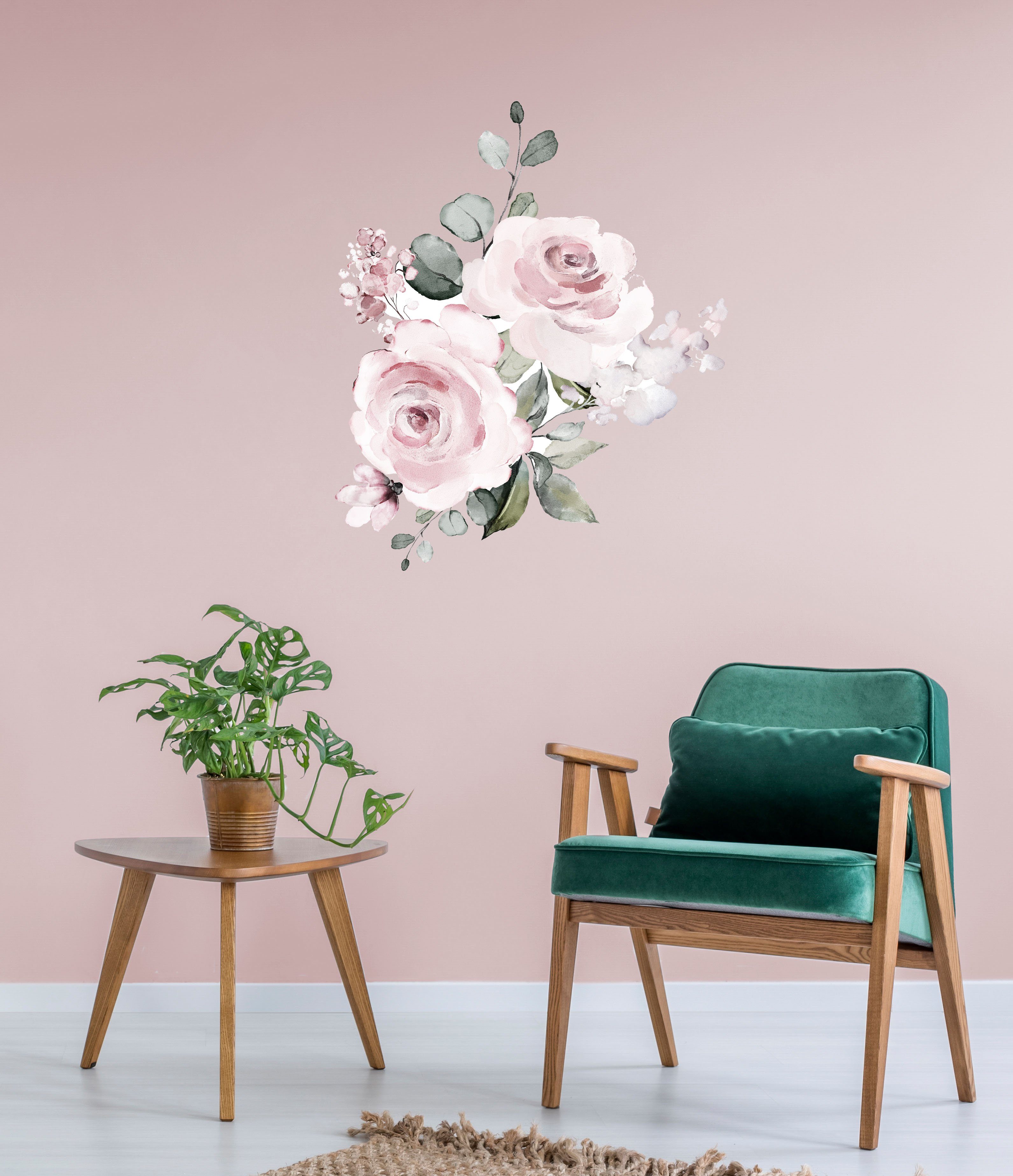queence Wandfolie CHARLEEN Rozen, zelfklevend, wandsticker, sticker, groot (1 stuk)