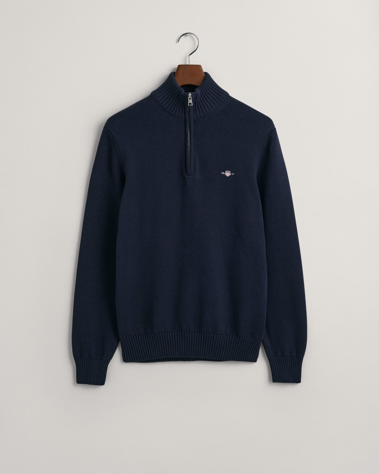 Gant Schipperstrui CASUAL COTTON HALFZIP met geborduurd grafisch logo op de borst