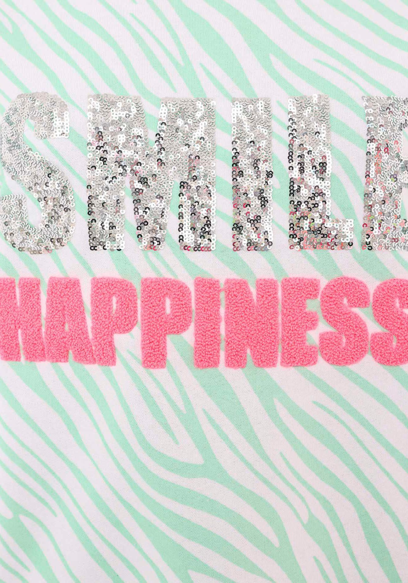 Zwillingsherz Shirt met lange mouwen SMILE Happiness met zebrapatroon en frontmotief, met 3/4 mouw