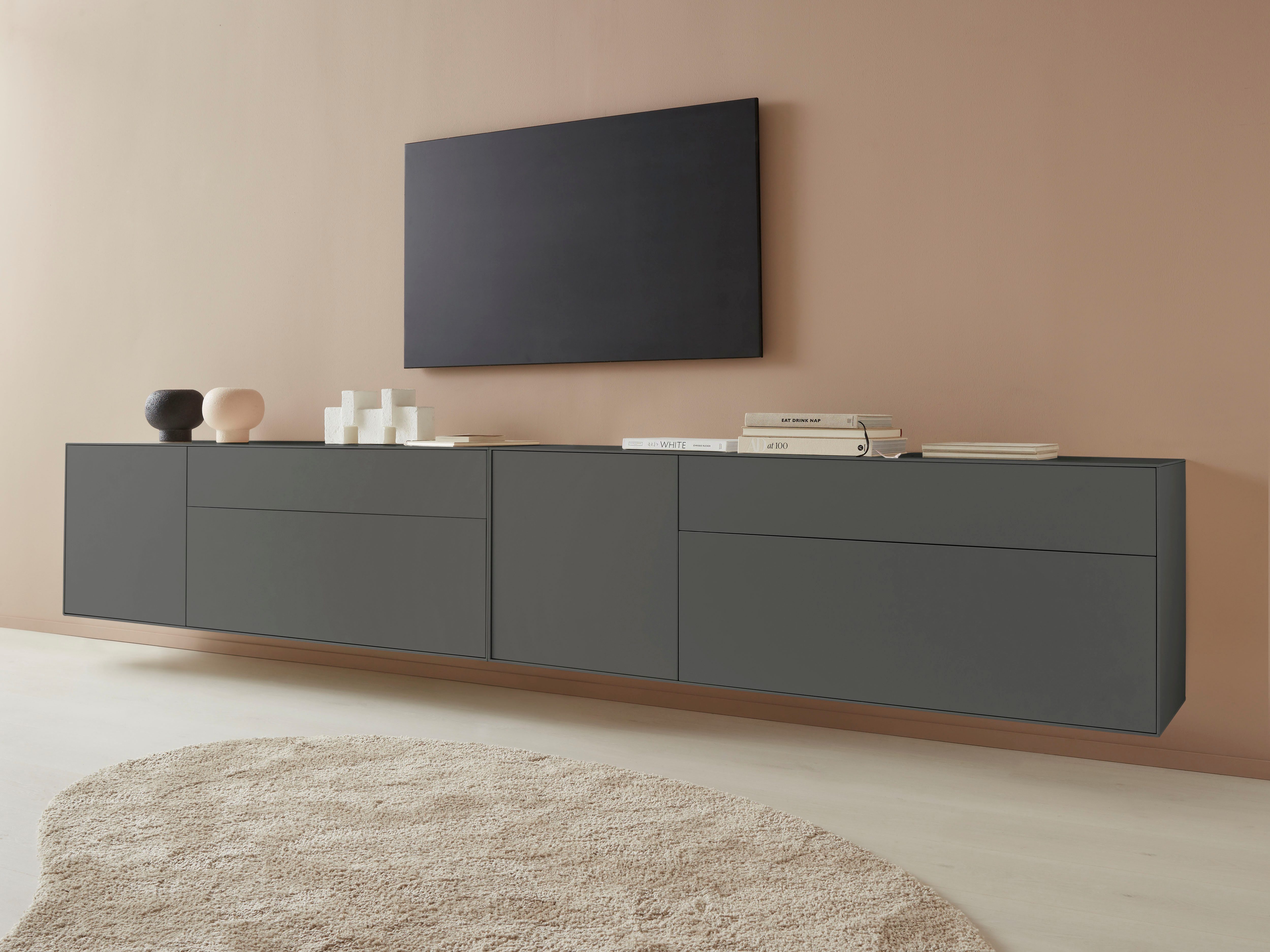 LeGer Home by Lena Gercke Tv-meubel Essentials Breedte: 334 cm, MDF (2 stuks) lowboards grijs