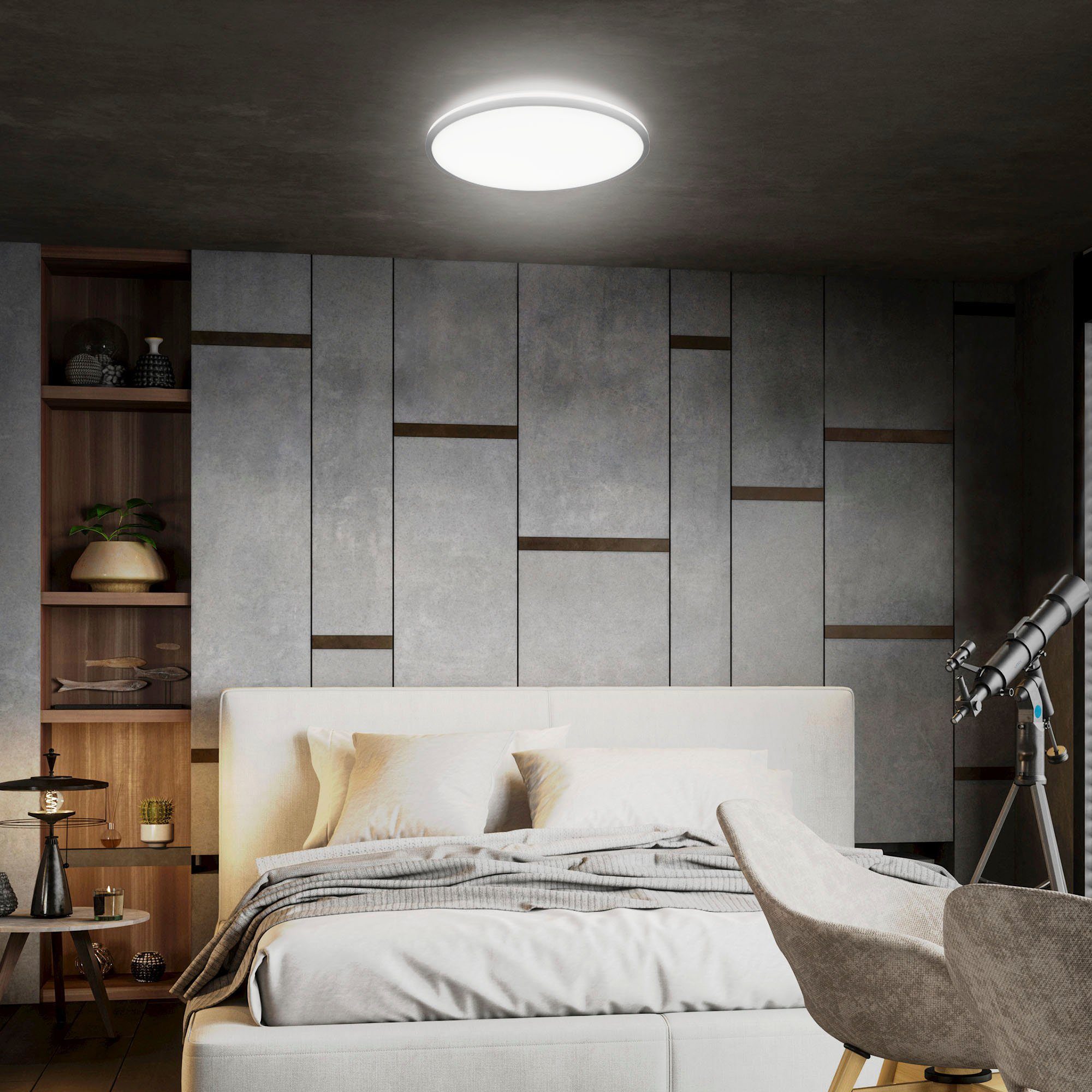 B.K.Licht Led-plafondlamp BK_DL1536 Plafondlamp, Ø38cm, neutraal wit licht, achtergrondverlichting, 24W (1 stuk)