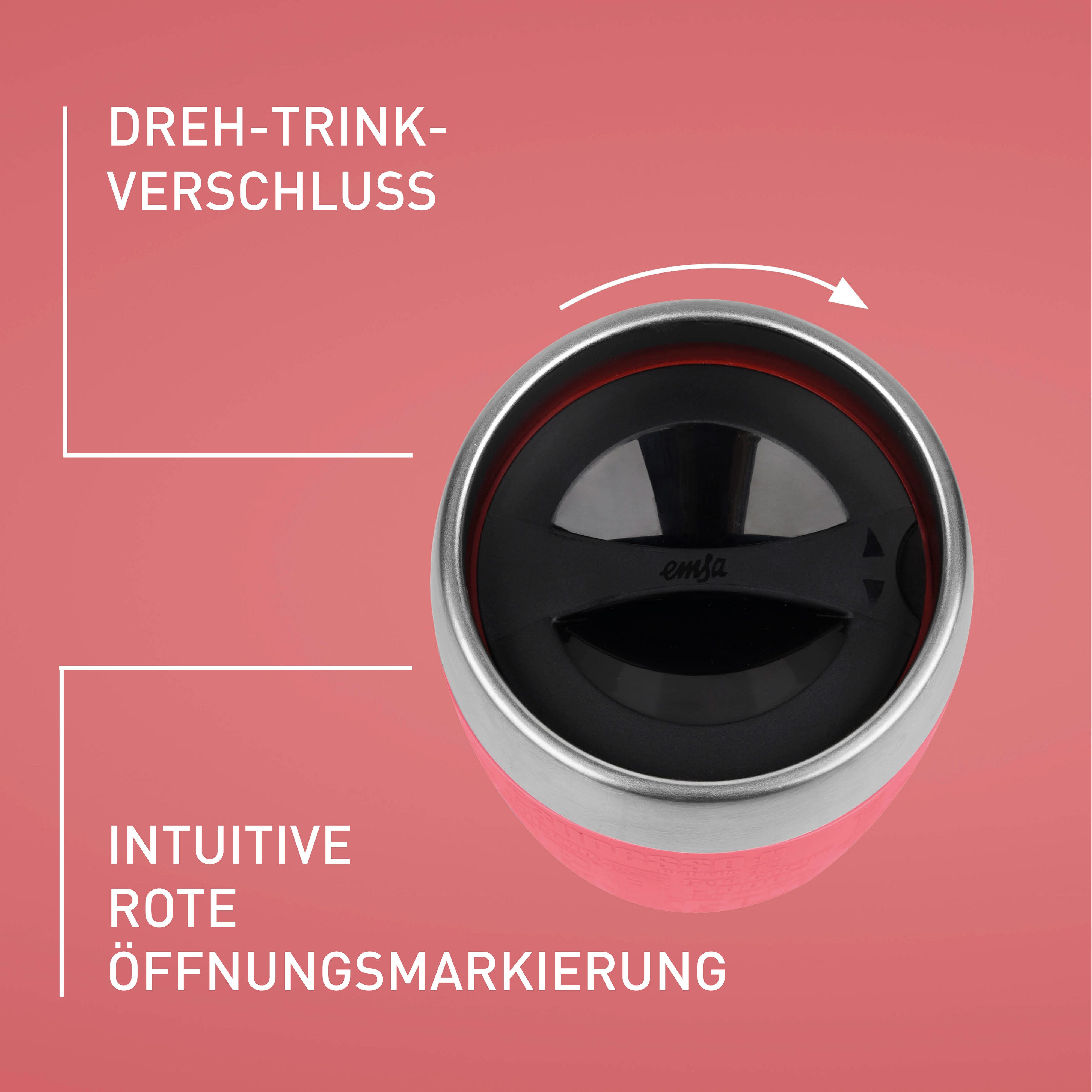 Emsa Thermosbeker Travel Mug 0,2 liter, roestvrij staal, drink- en ijsbeker, rubberen manchet (1-delig)