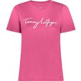 tommy hilfiger shirt met ronde hals crew neck graphic tee met speels tommy hilfiger-logo-opschrift roze