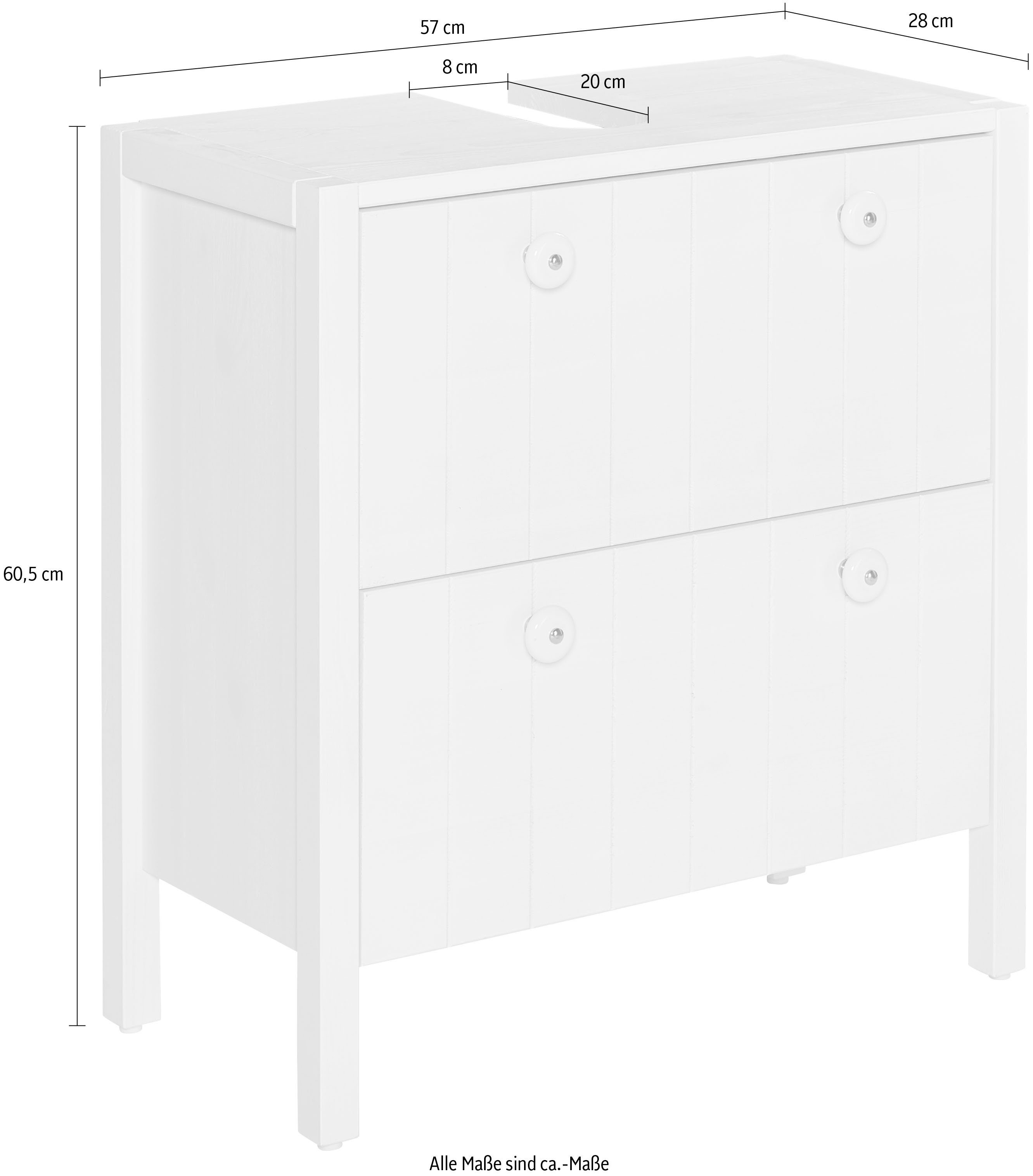Home affaire Wastafelonderkast TINA Badkamermeubel, kast, breedte 60 cm, massief hout