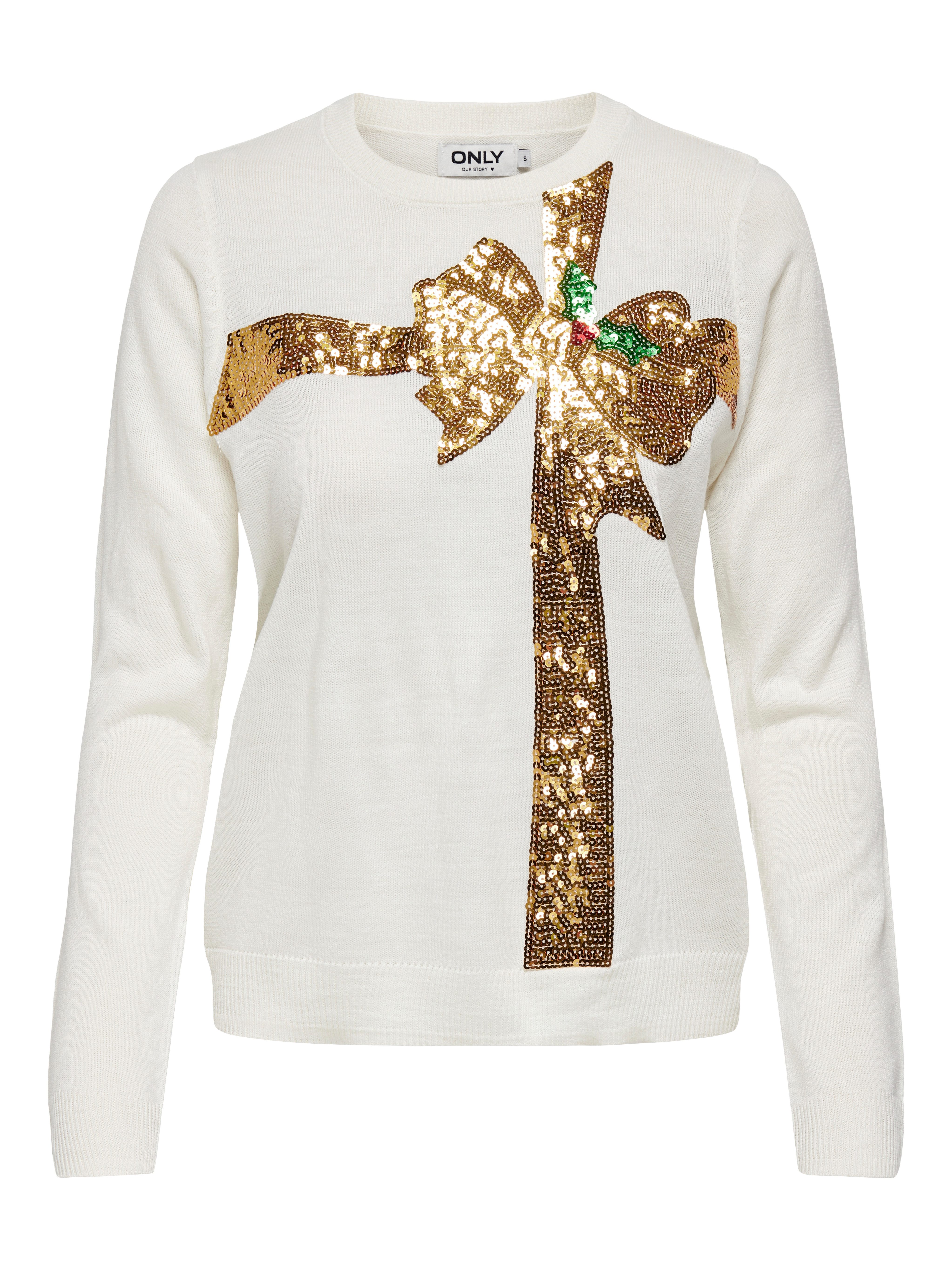 Only Kersttrui ONLXMAS LS O-NECK MIX DETAIL BOX KNT