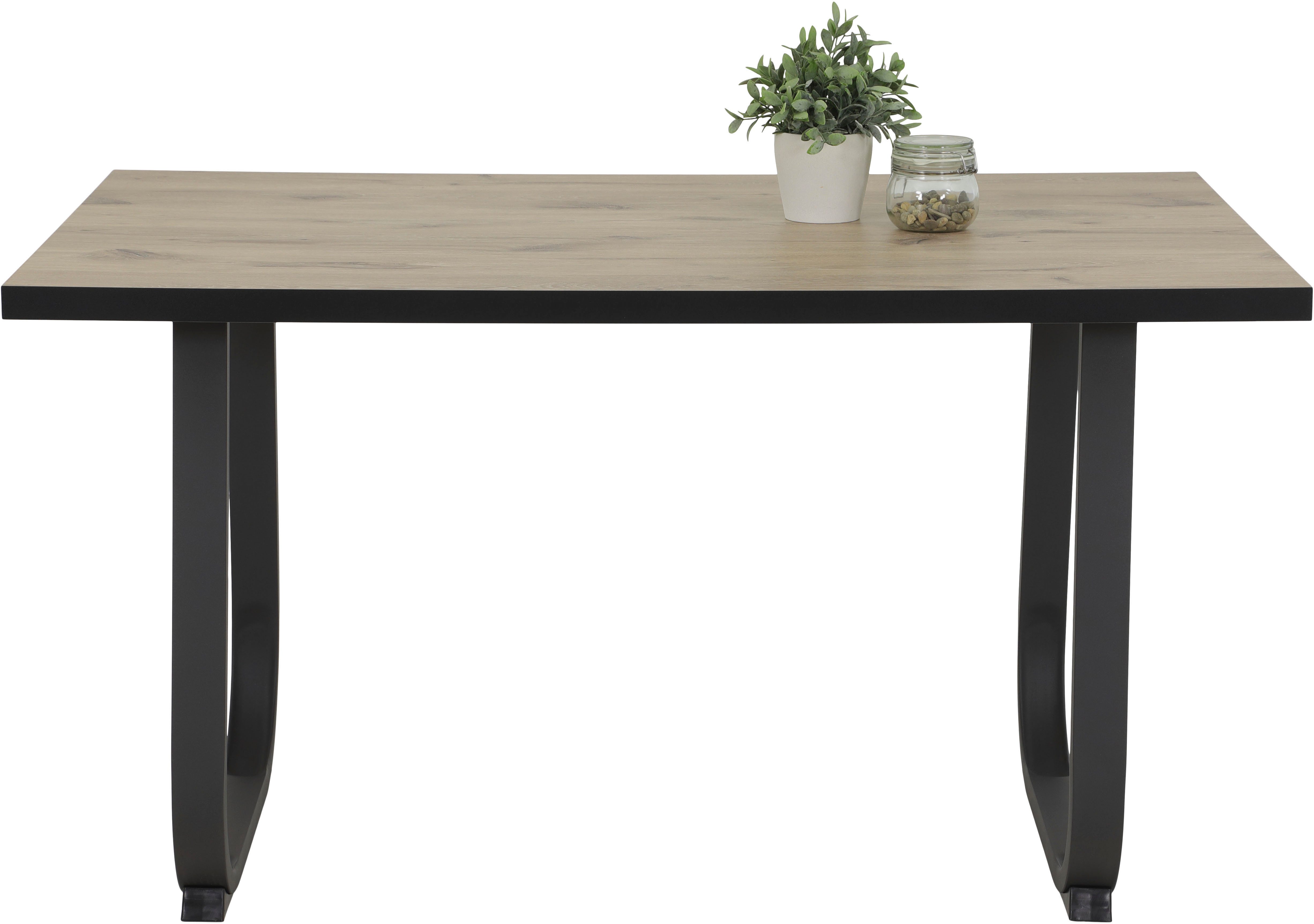 HELA Eethoek RUHR Kufentafel 140x90 cm, schommelstoel en bank met verenmand, comfortzit (4-delig)