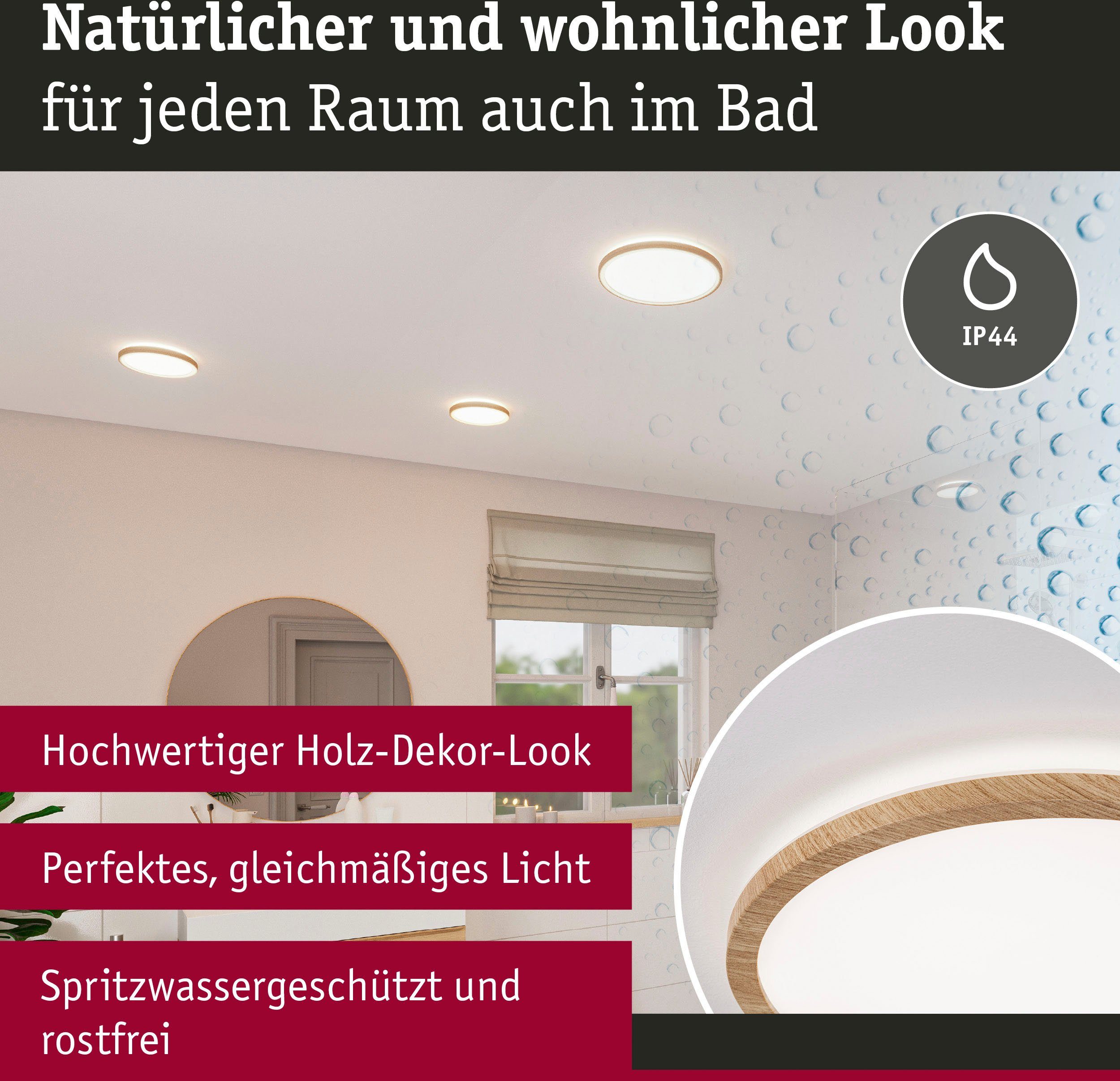 Paulmann Led-paneel Atria Shine 11,2W 4000K 190mm eik kunststof IP44