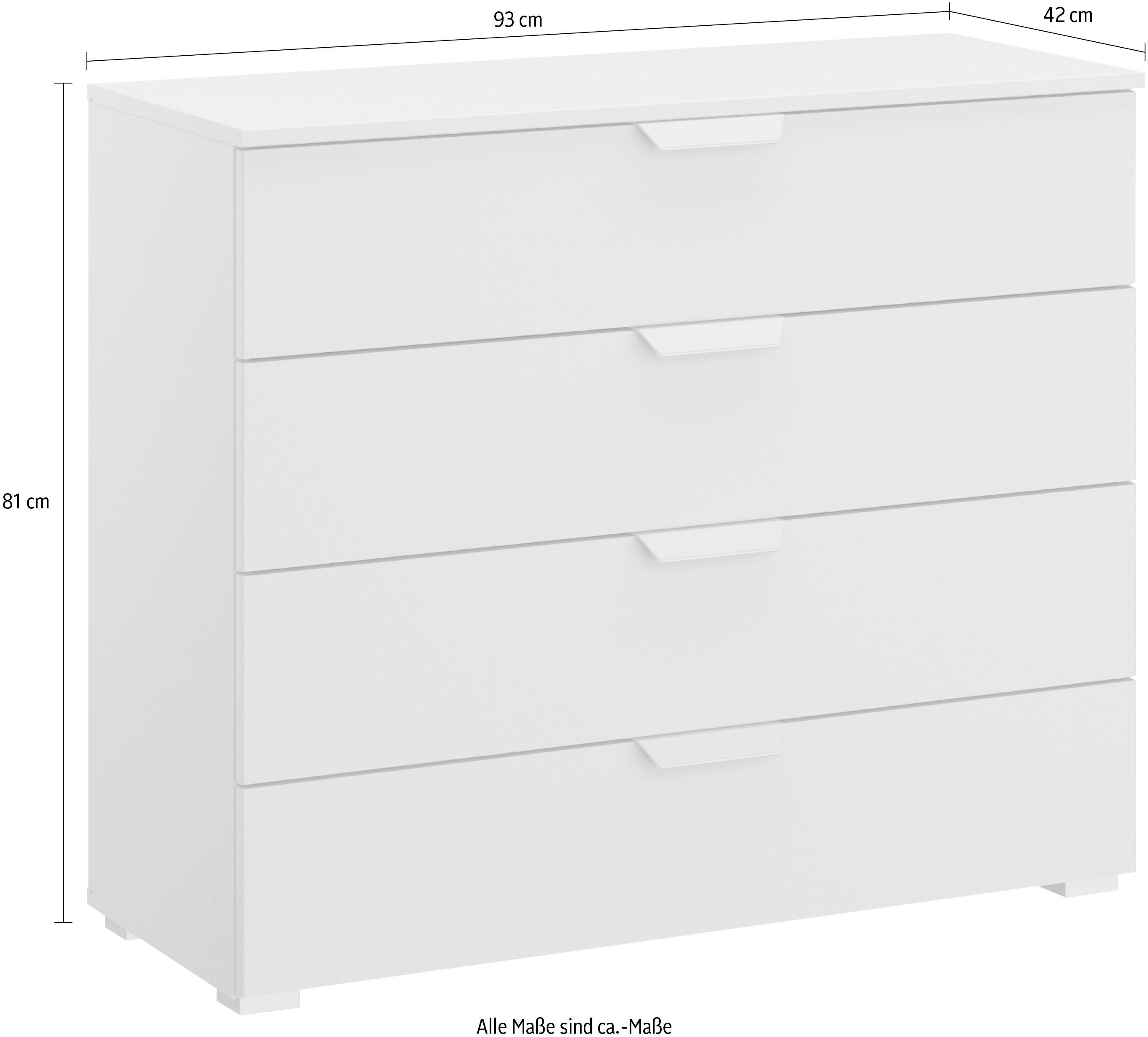 rauch Ladekast Sideboard ORIAS met decor- of hoogglansfront met 4 lades en 2 deuren en metalen grepen made in germany