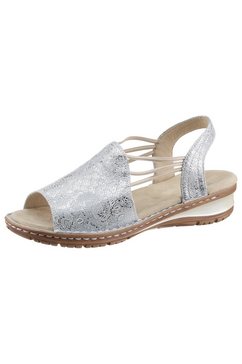 ara sandalen hawaï met metallic bloemetjes-coating, g-wijdte zilver