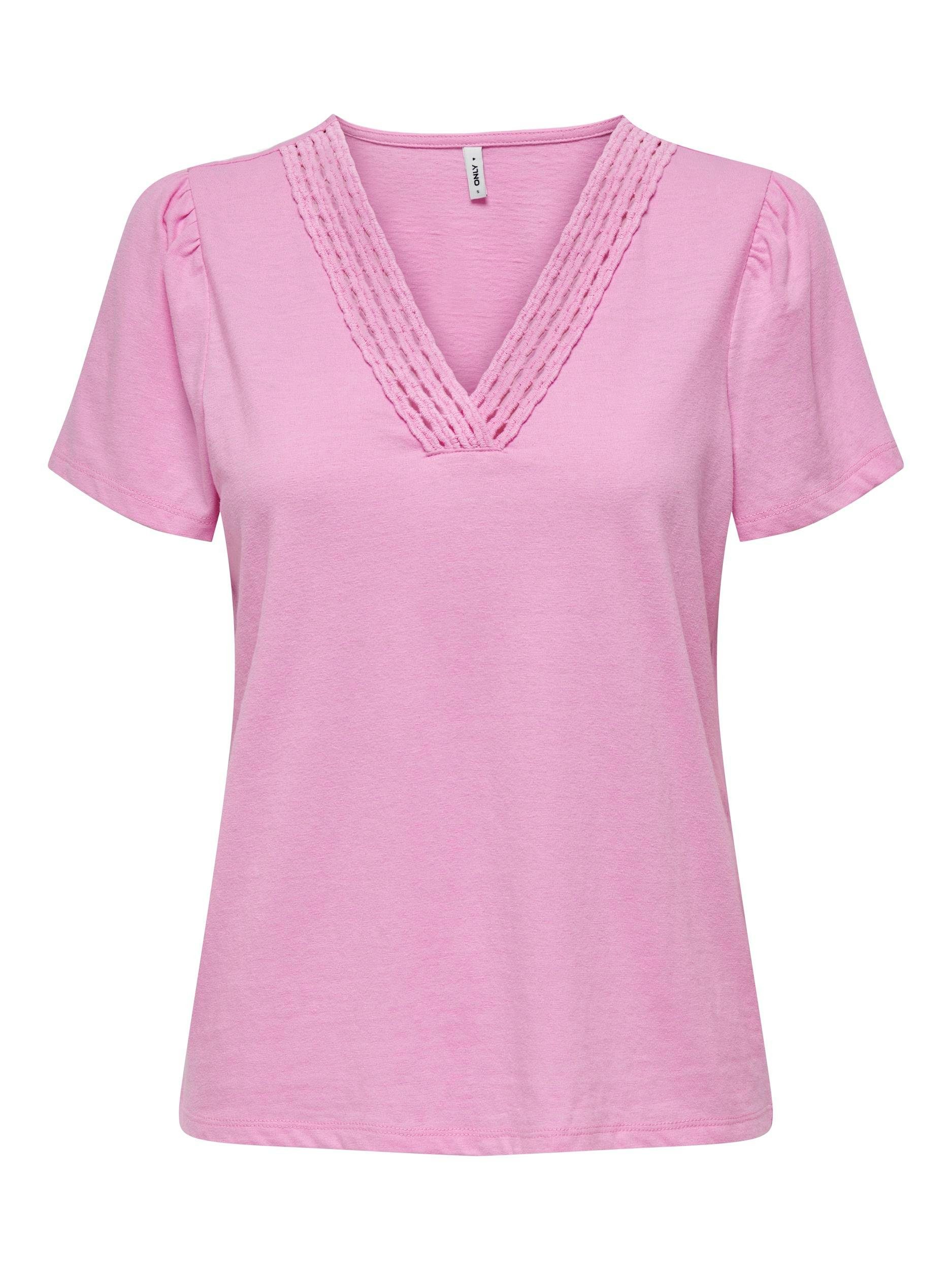 Only Shirt met V-hals ONLBENITA S/S V-NECK TOP JRS