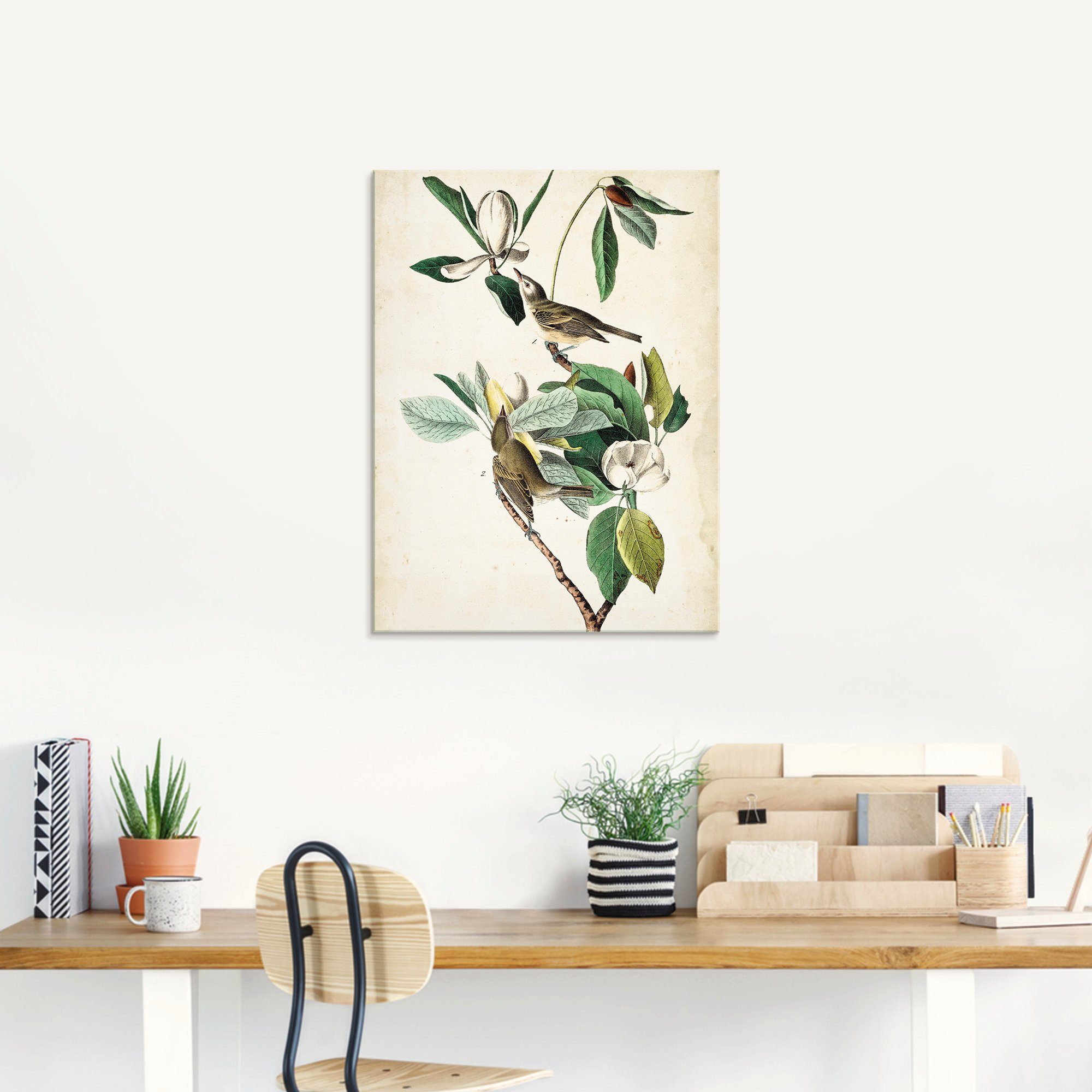 Artland Print op glas Sängervireo in verschillende maten
