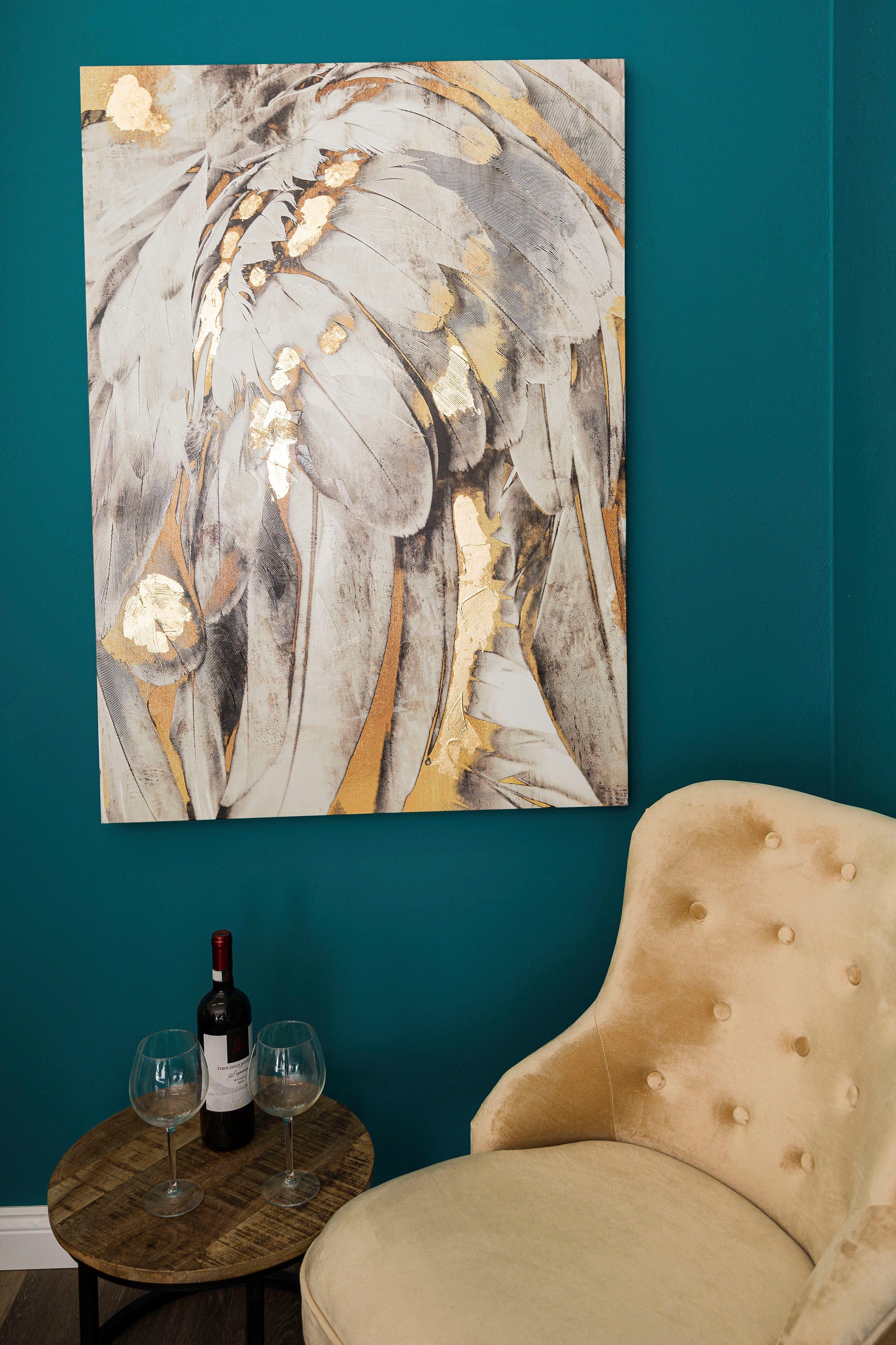 Myflair Möbel & Accessoires Olieverfschilderij Schilderij verven, wit / goudkleurig