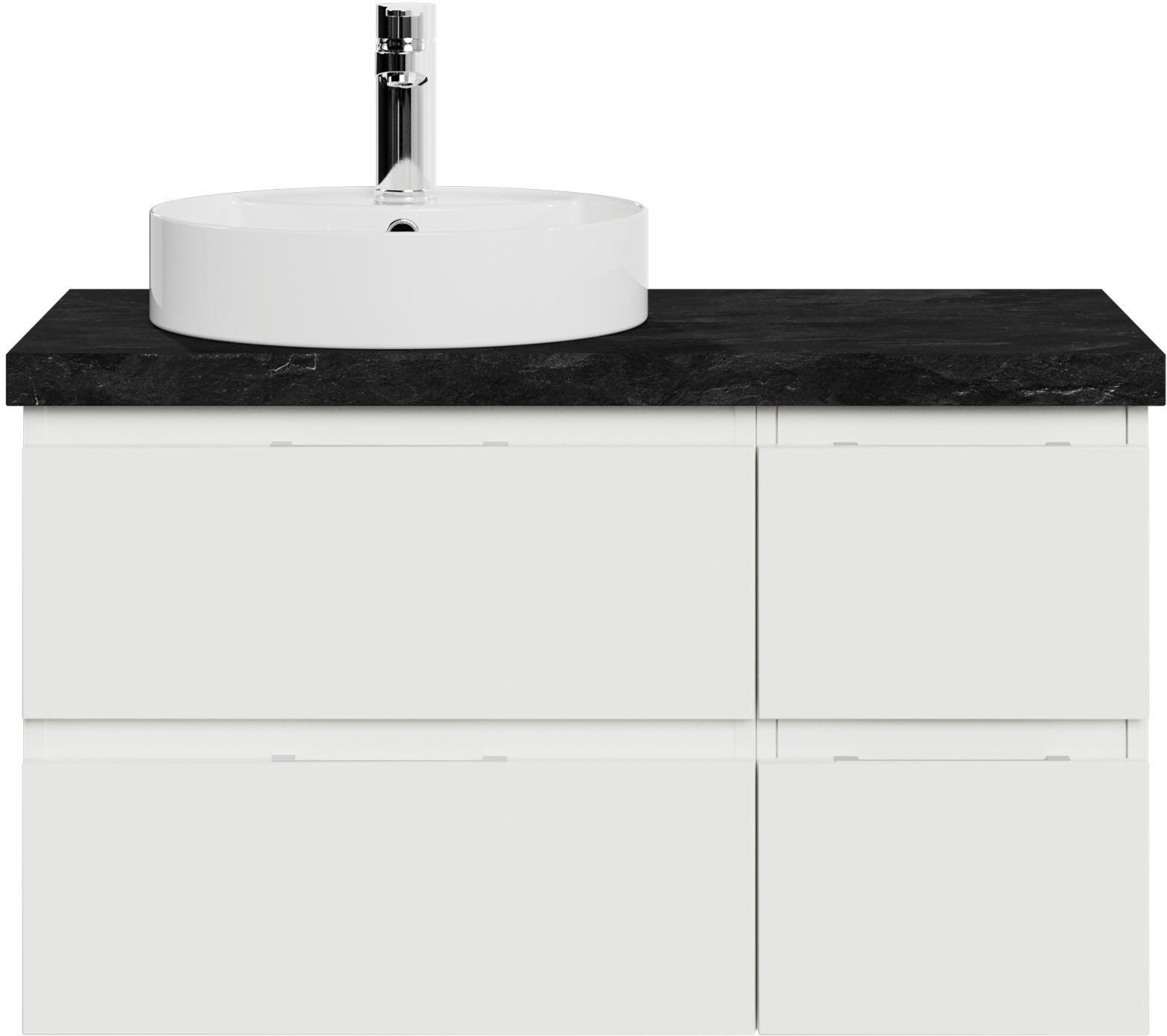 Saphir Wastafelonderkast Serie 4035 keramieken opzetwasbak met onderkast, 88 cm breed wastafelmeubels wit
