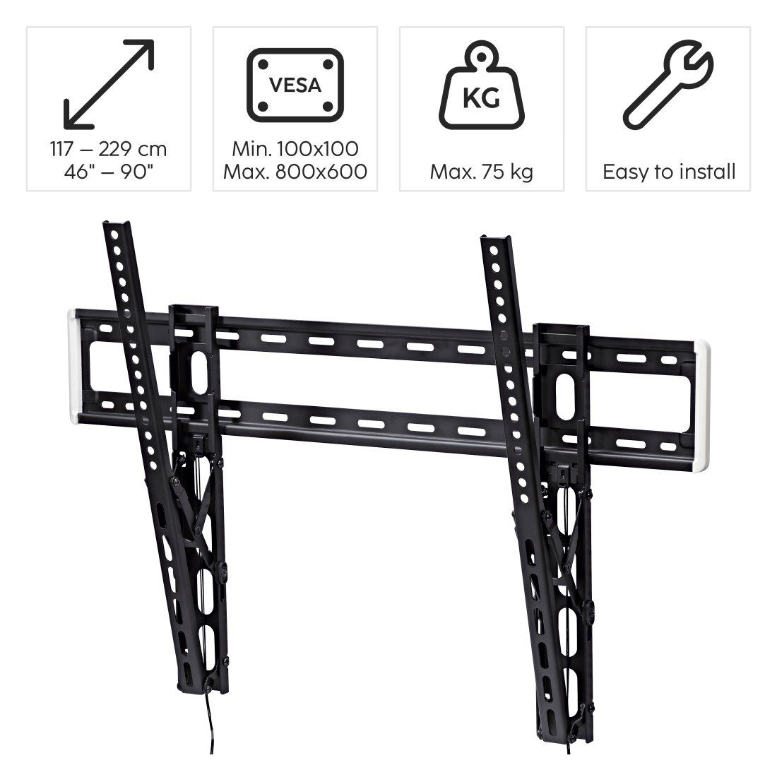 Hama Tv-wandhouder Wandbeugel kantelbaar, tot 75kg, 117 - 254 cm (46"-100"), 50", 55", 65", 75"