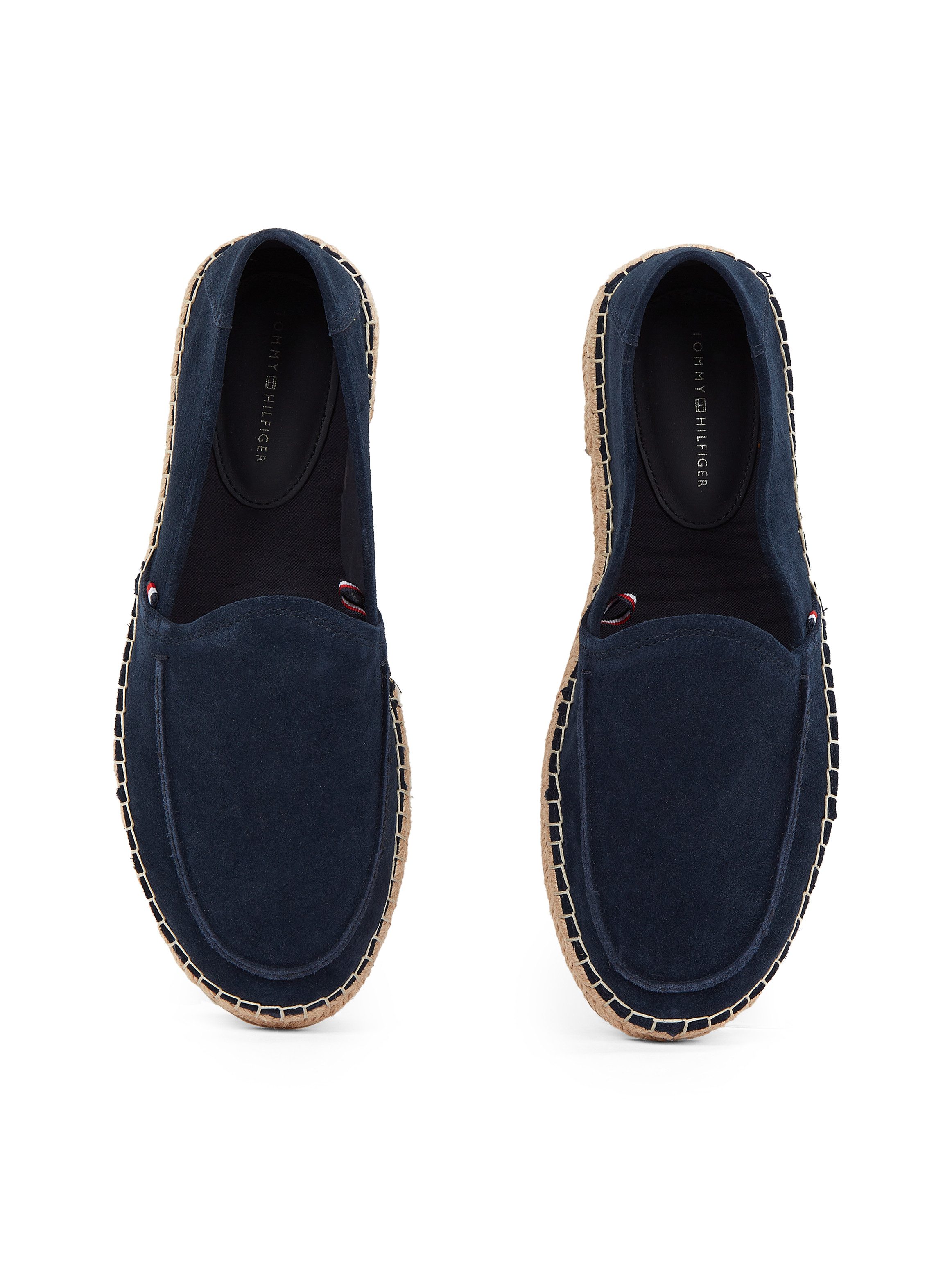 Tommy Hilfiger Espadrilles HILFIGER FLEX ESPA SUEDE LOAFER , zomerschoen, instapschoen, slippers met bamboe-bekleding op de plateau