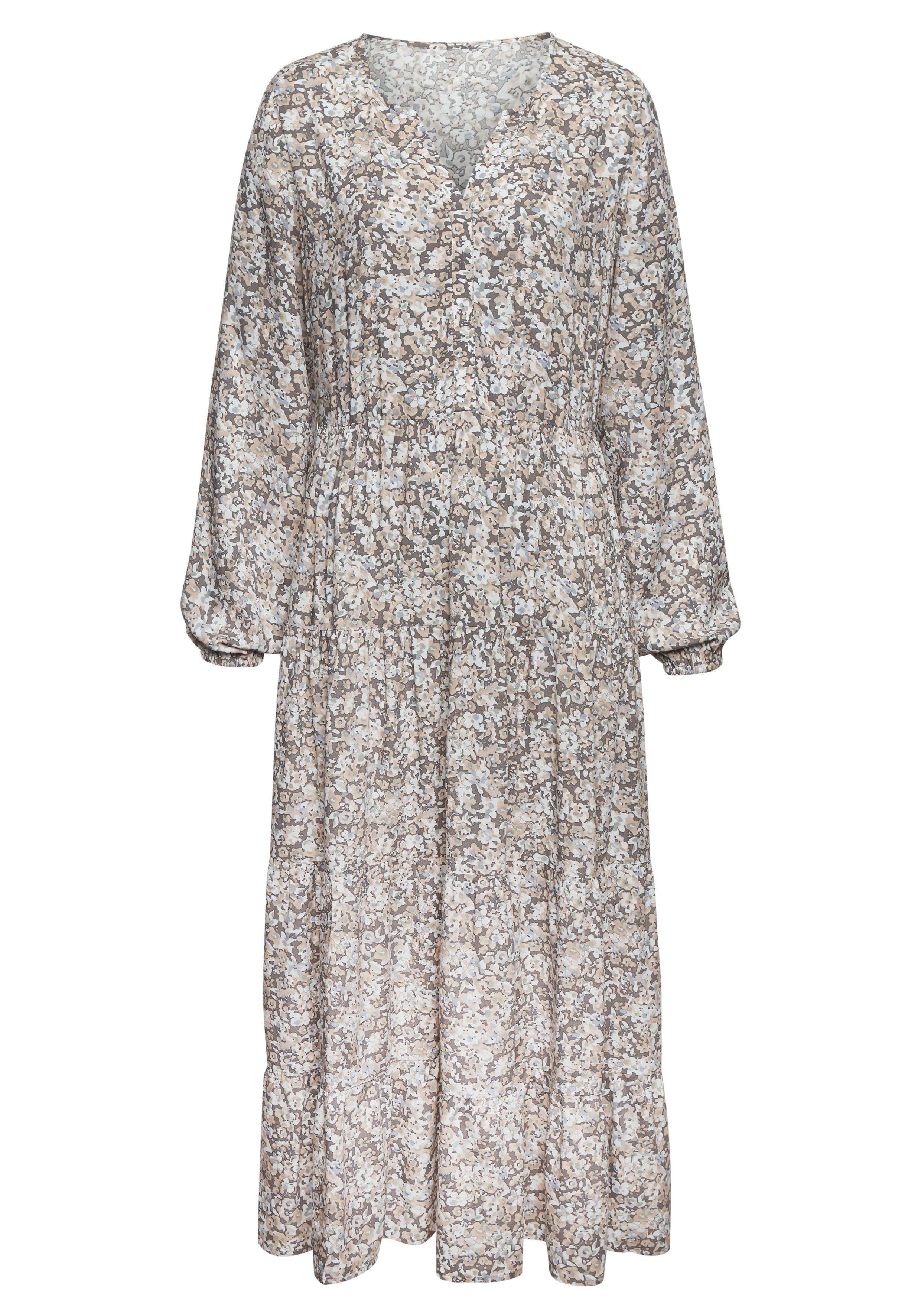 Vivance Maxi-jurk met all-over print en volants lange mouwen jurk met print casual-chic