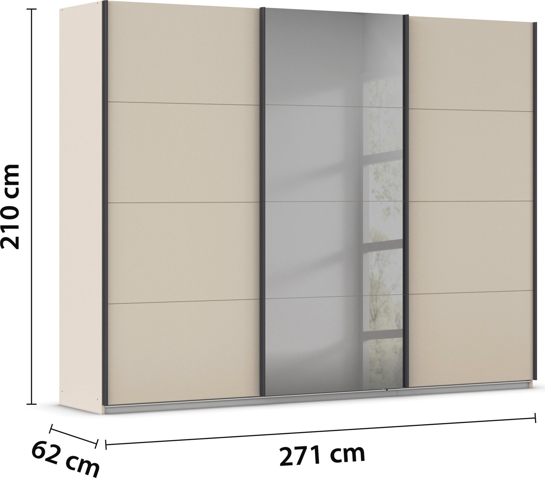 Schuifdeurkast Ferris, kast breedte 2,71m Kast met spiegel in 3 uitvoeringen BASIC/CLASSIC/PREMIUM