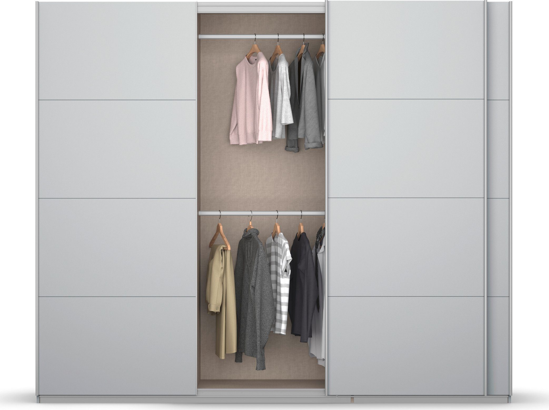 rauch Zweefdeurkast Kledingkast kast garderobe KOLUNA met decor-front inclusief 2 binnenladen en extra legplanken made in germany