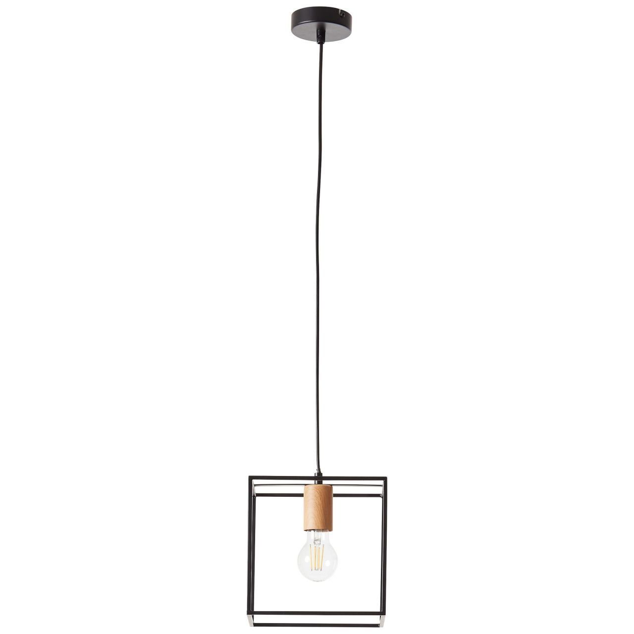 Brilliant Leuchten Hanglamp Arica Hanglamp 20x20cm zwart/houtkleur (1 stuk)