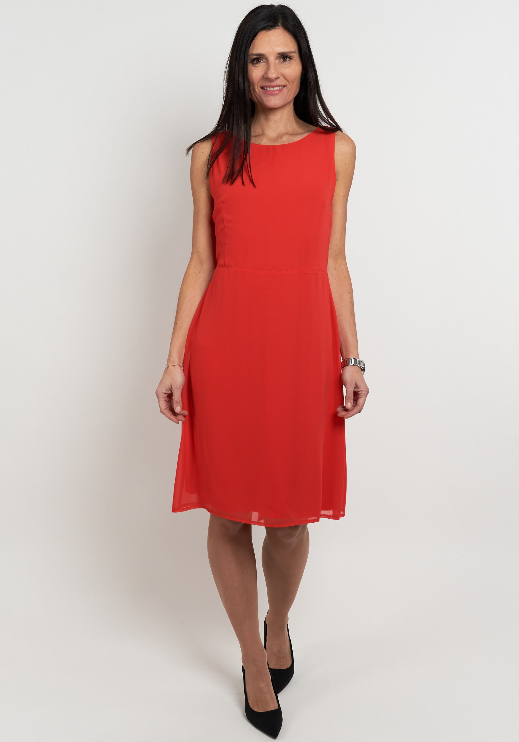 Seidel Moden Chiffon jurk met stoffen riem, made in germany