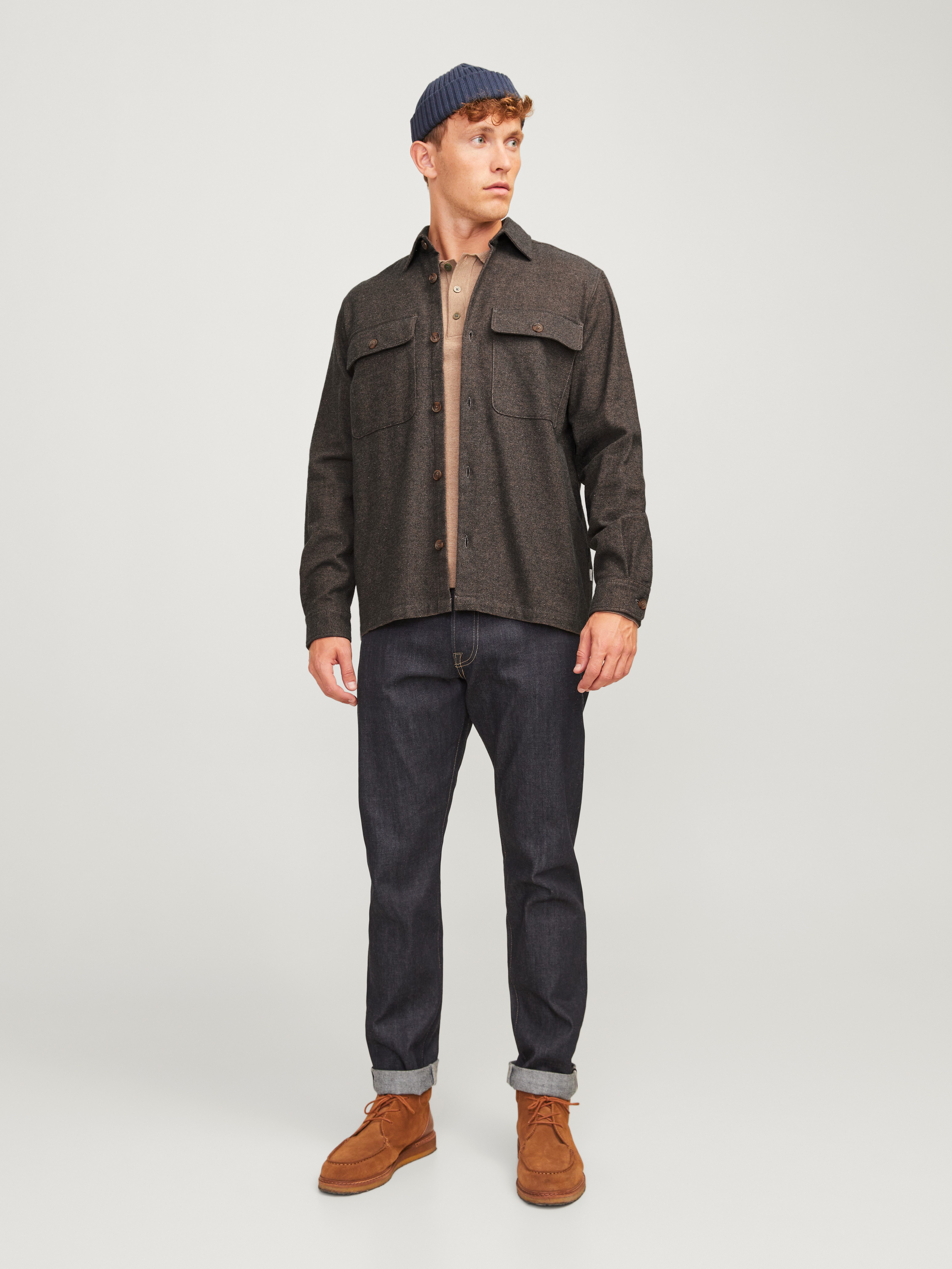 Jack & Jones Overhemd met lange mouwen JPRRAYMOND MELANGE SOLID LS OVERSHIRT SN