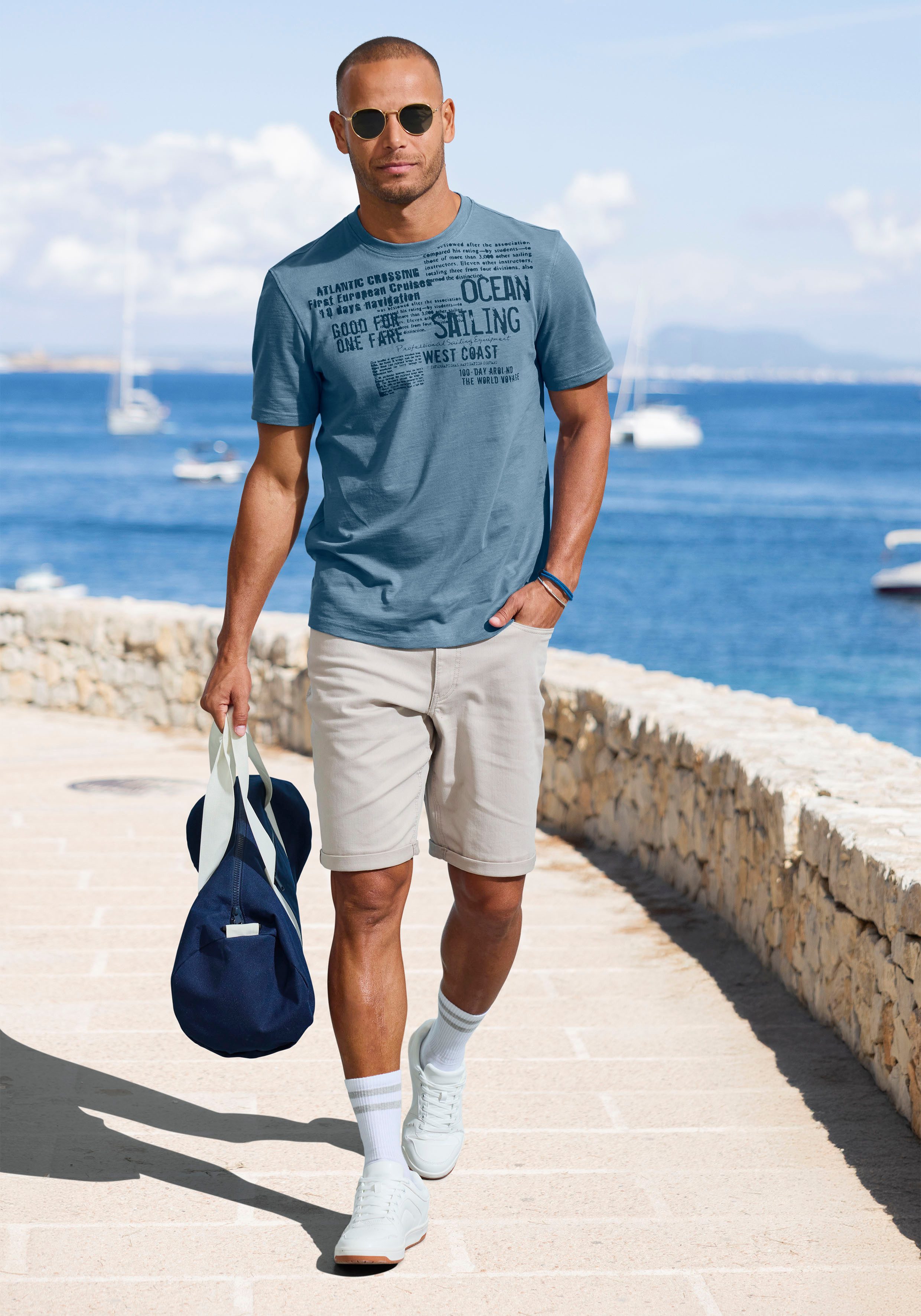 John Devin T-shirt Met print Regular-fit, van slub-kwaliteit, met print