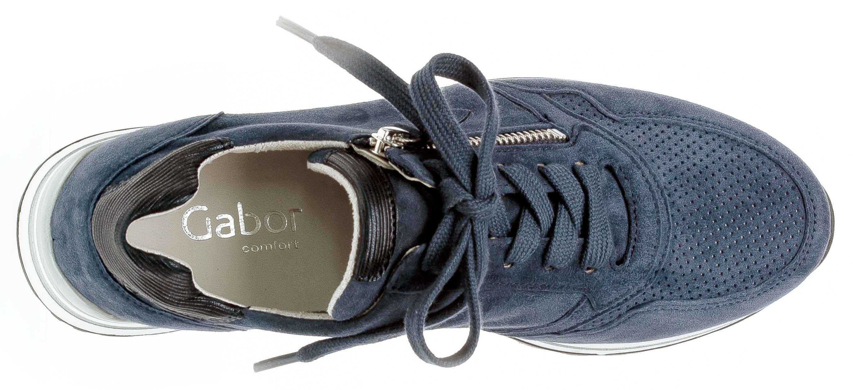 Gabor Sneakers met sleehak Turijn met lichte perforatie, vrijetijdsschoen, lage schoen, veterschoen