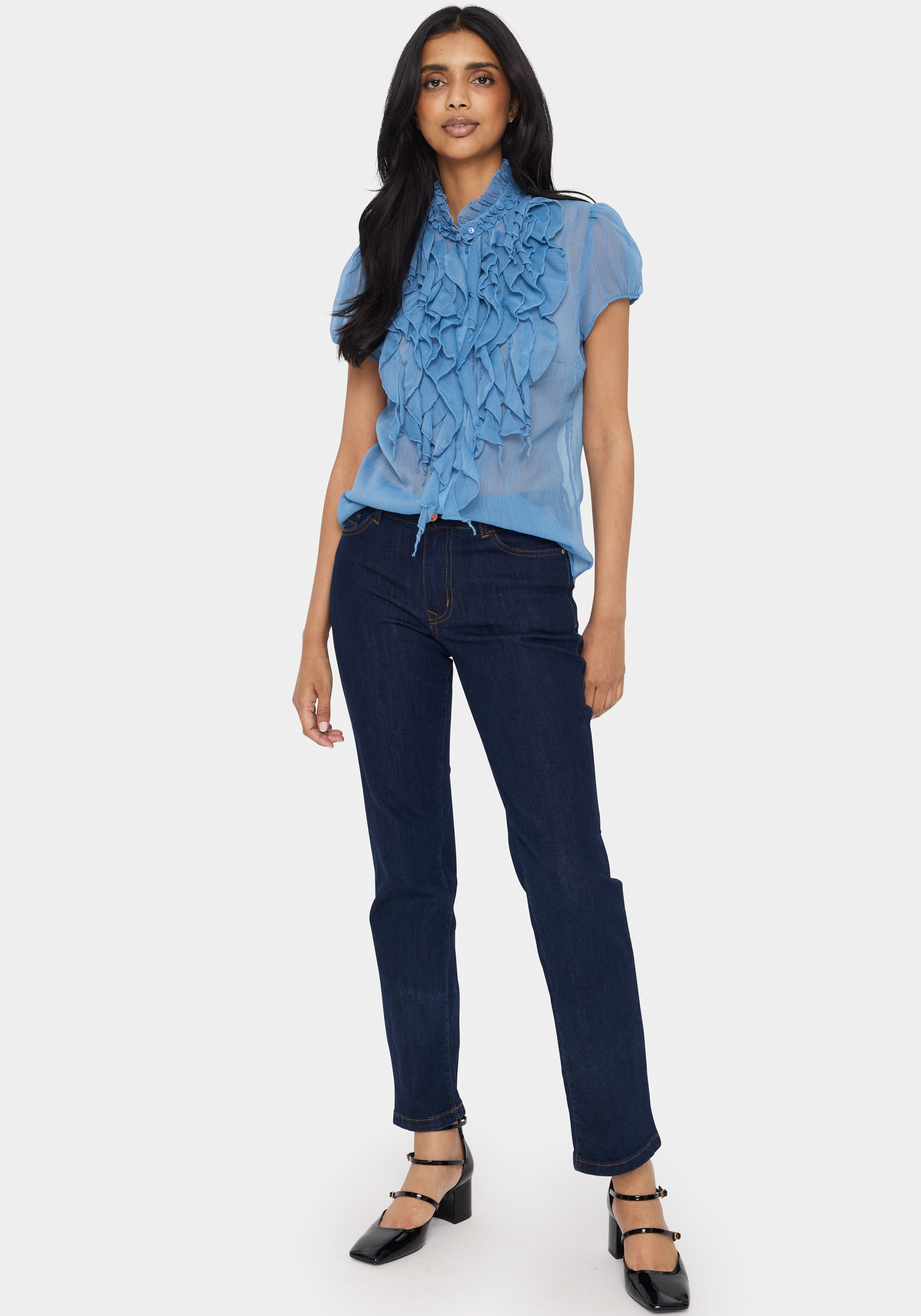 Saint Tropez Blouse met ruches LiljaSZ Crinkle SS Shirt