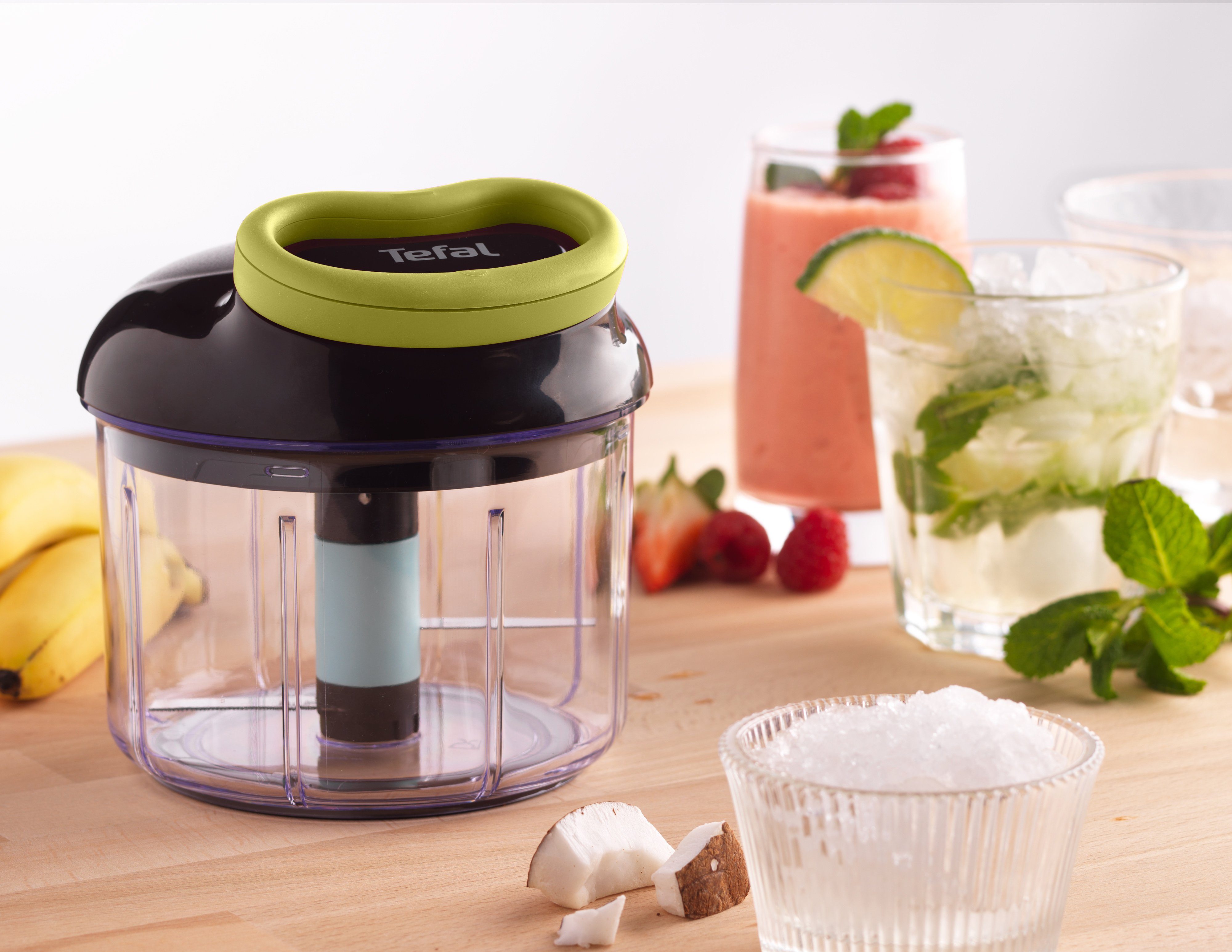 Tefal Groentesnijder 5-seconden hakmolen 900ml, roestvrijstalen messen, antislip, ijscrusher, puree, zwart/groen