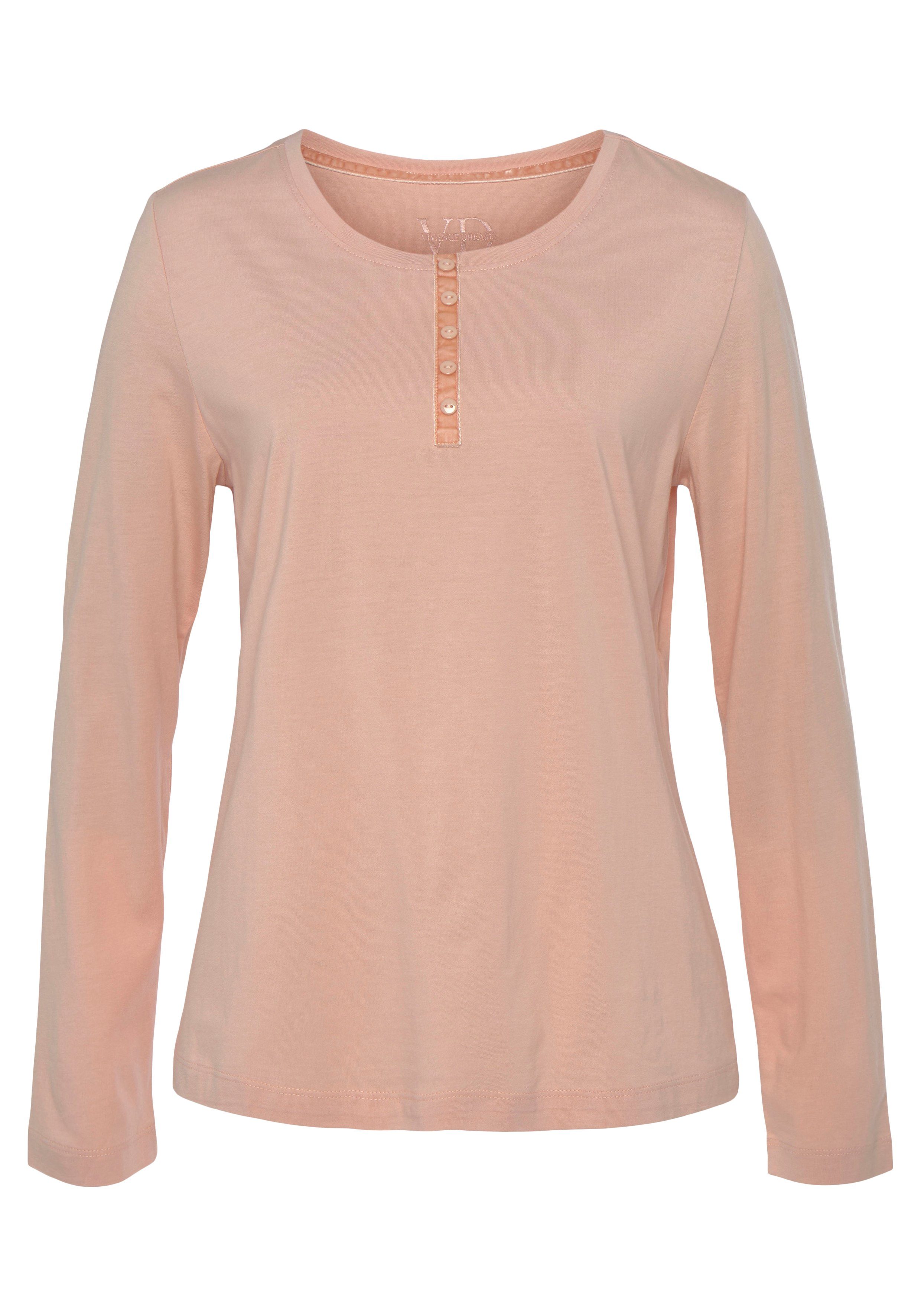 Vivance Dreams Pyjama top met fluwelen knoopsluiting