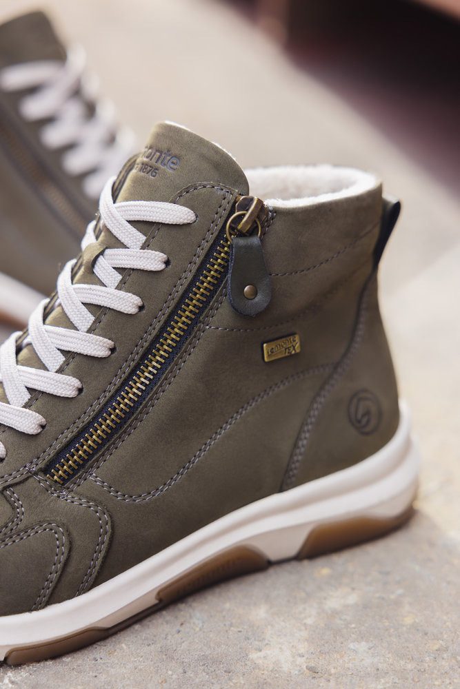 Remonte Sneakers met sleehak high-top sneaker, veterschoen, vrijetijdsschoen met buitenrits