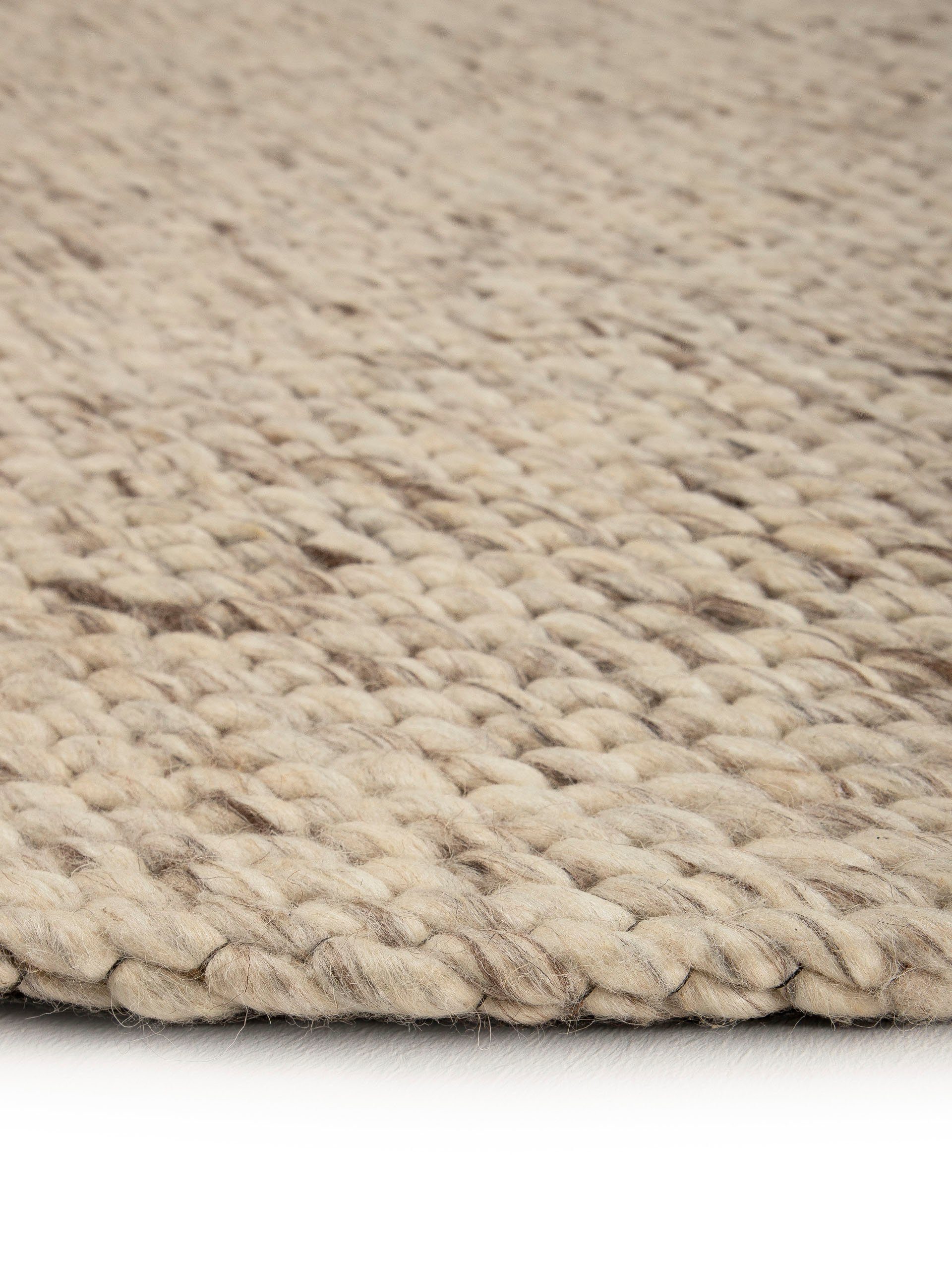 carpetfine Wollen kleed Sina grove structuur, tijdloos design, 100% wol, woonkamer
