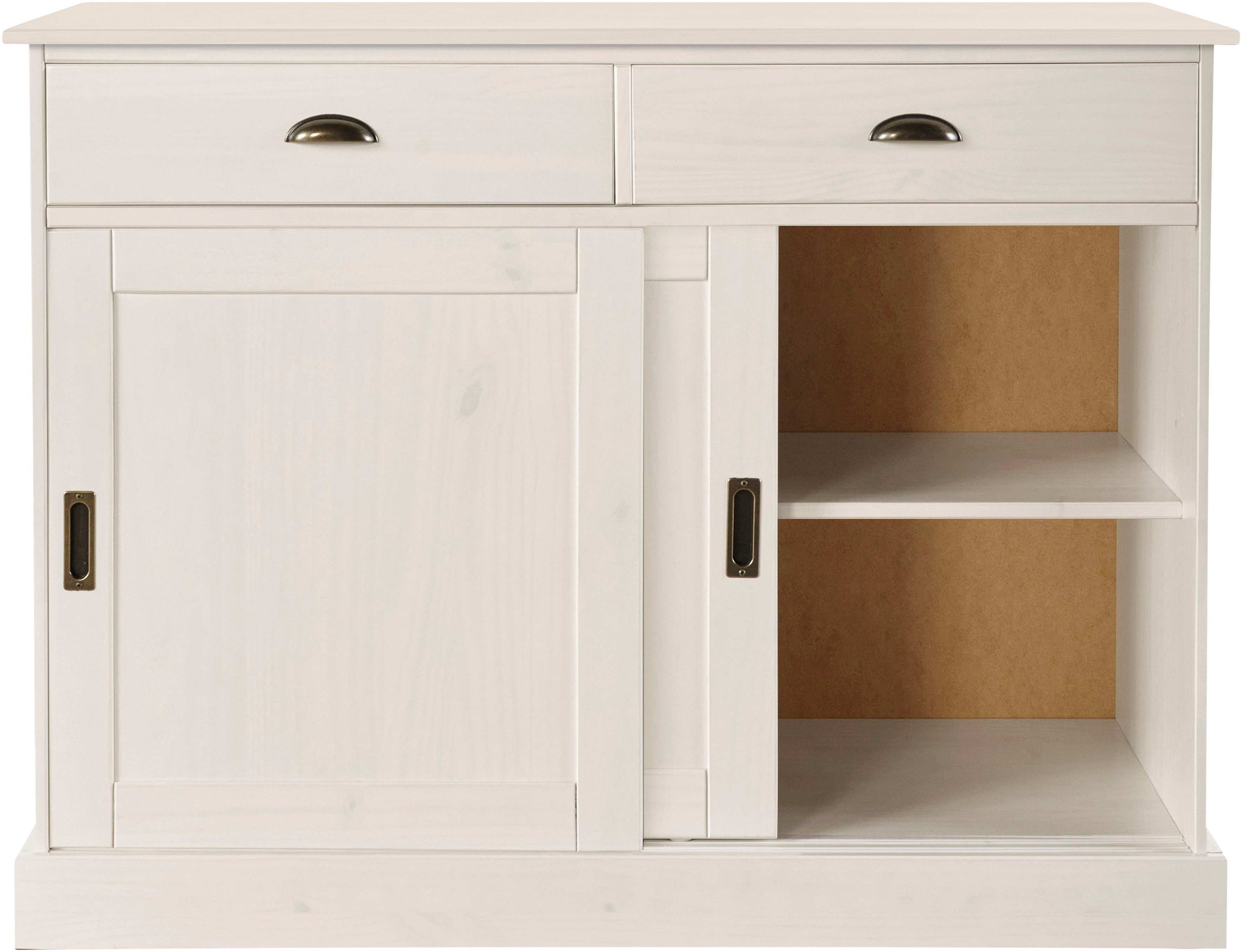 Home affaire Dressoir Schröder Commode, 2 schuifdeuren, 2 lades, van massief dennenhout