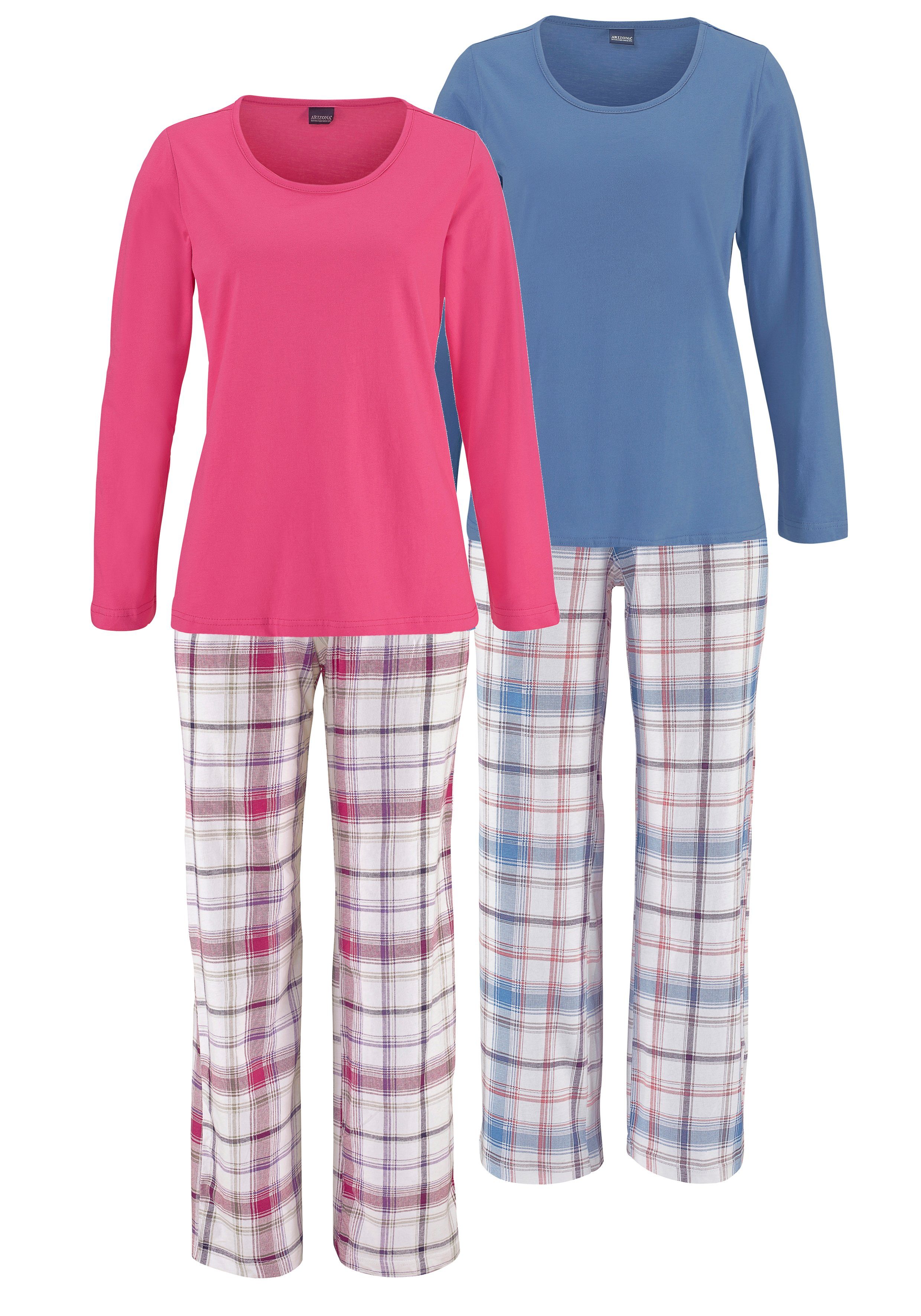 Arizona Pyjama met broek met ruitdessin (4-delig, Set van 2)