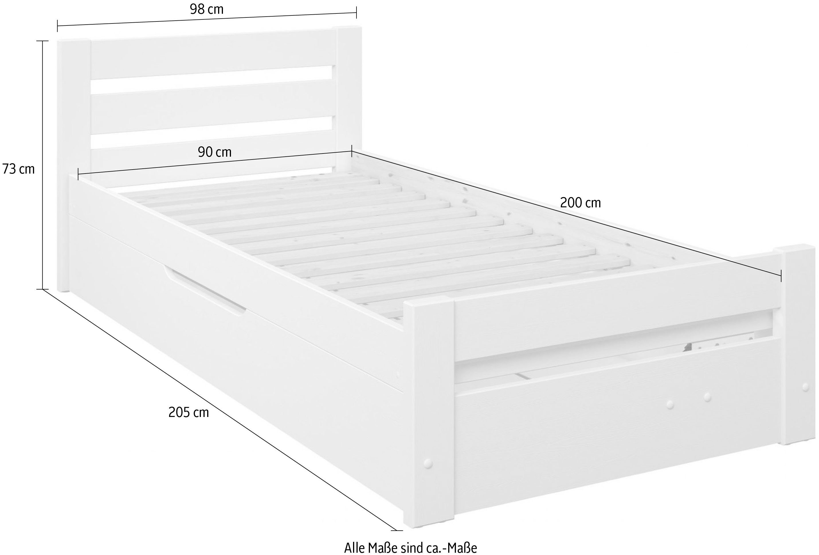 Lüttenhütt Massief houten ledikant GODJE , BESTSELLER, gecertificeerd massief hout (grenen) aan de zijkant te openen bedbox met veel opbergruimte, scandinavisch