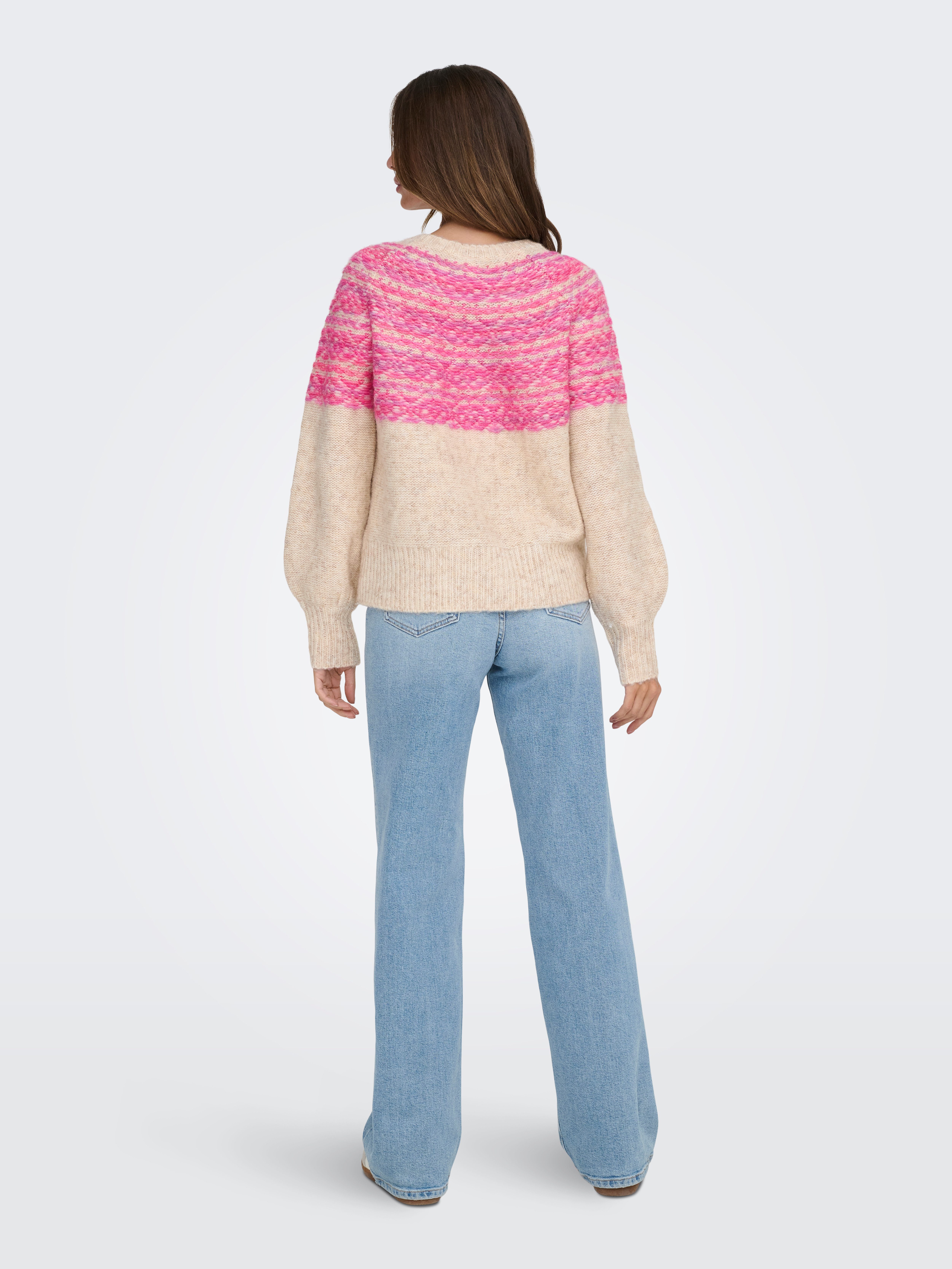 Only Gebreide trui ONLSIDONA LIFE LS JQ O-NECK KNT